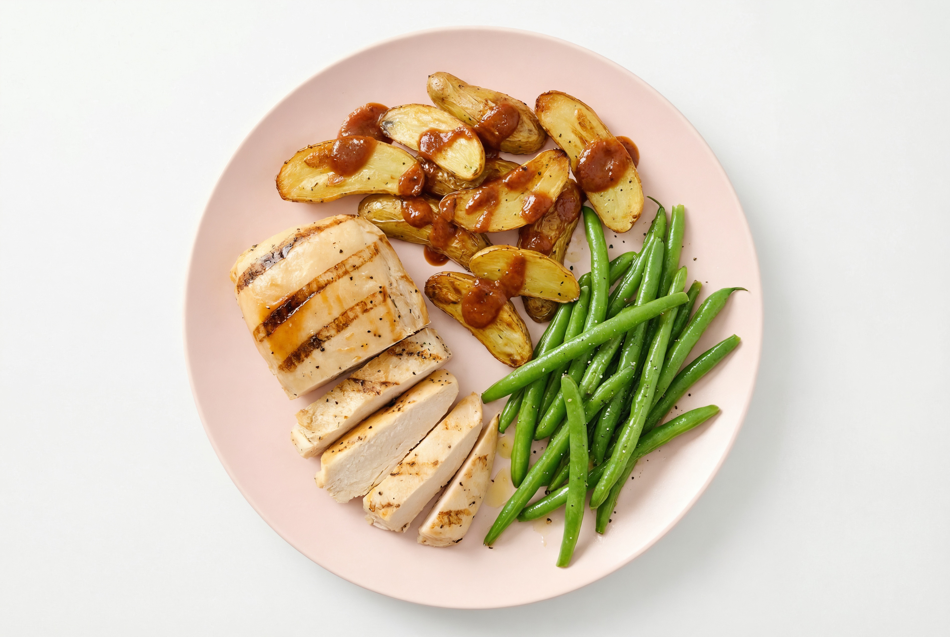 Grilled Seasoned Chicken Breast with Hickory Potatoes + Organic Green Beans