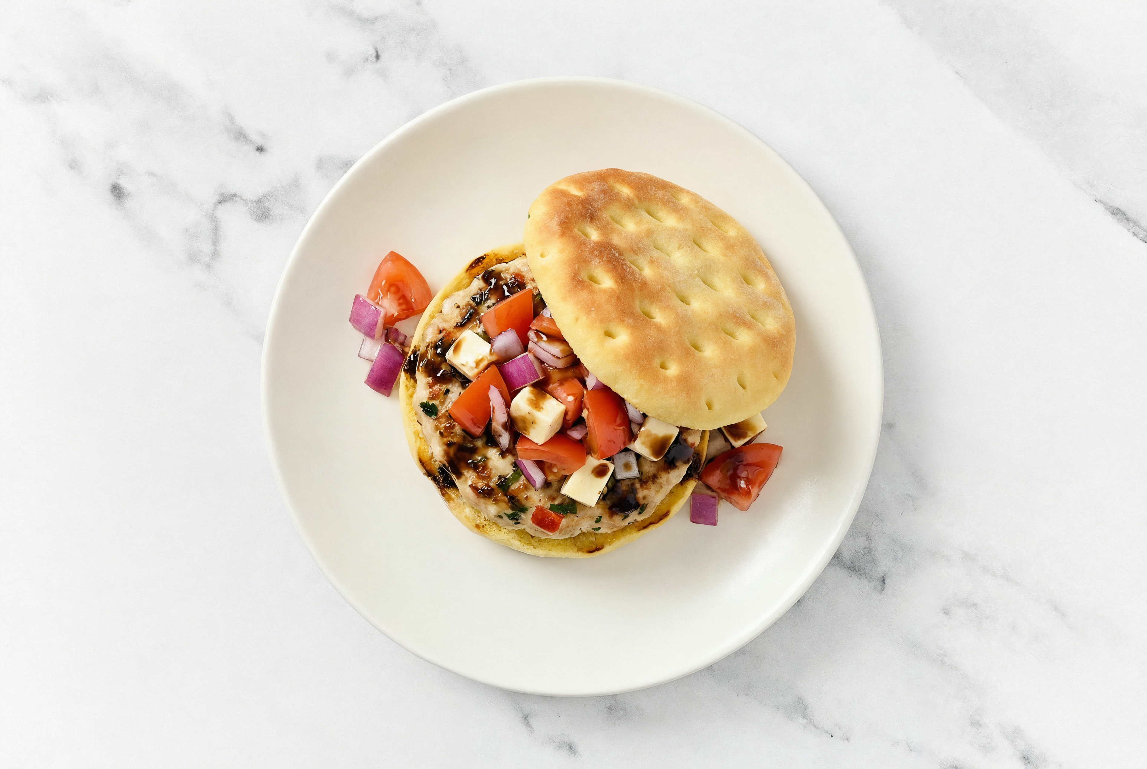Extra Fresh Bruschetta Chicken Burger with Mozzarella Bar
