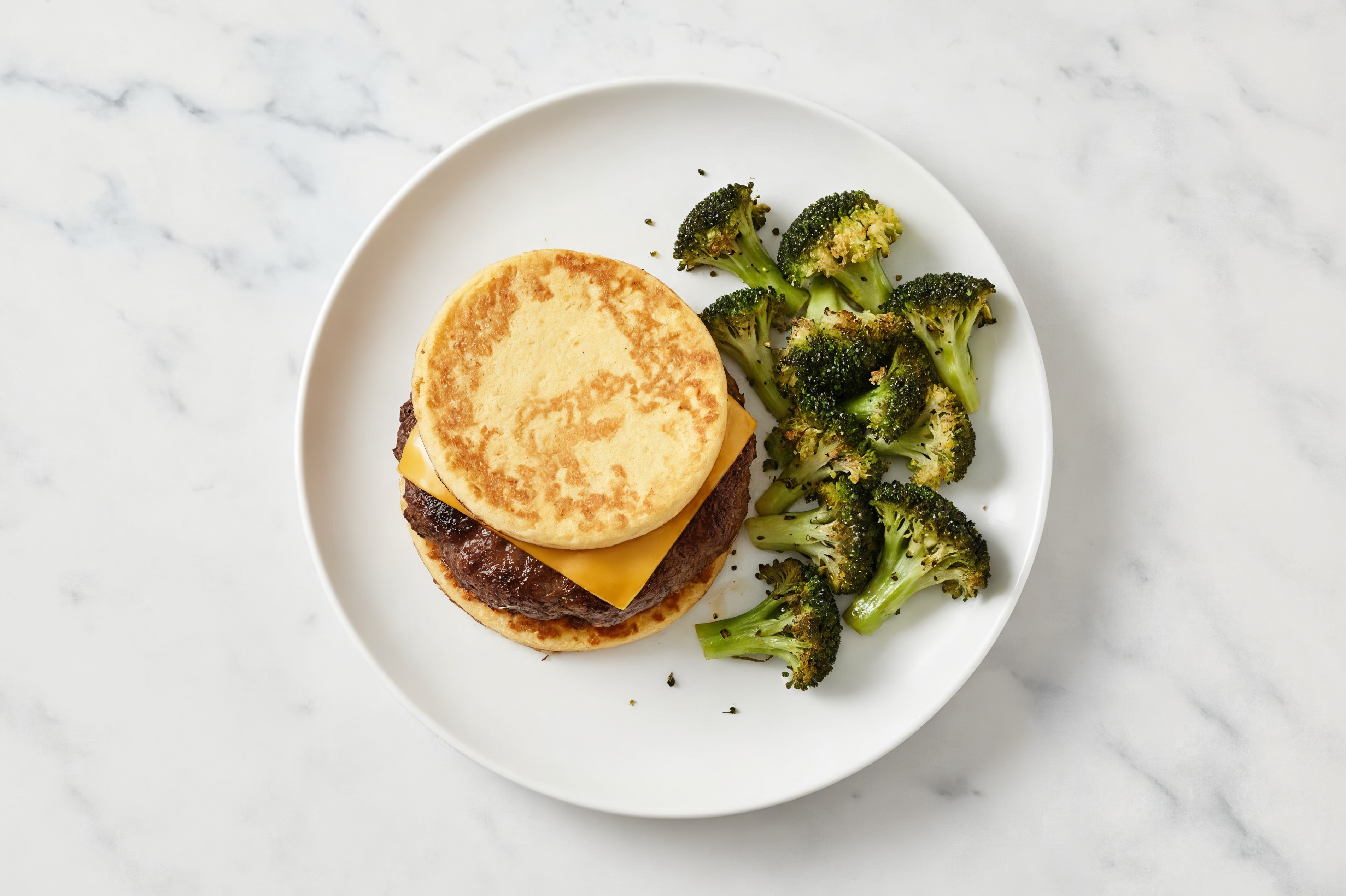 All-American Cheeseburger on Cauli-Bun with Wagyu Beef Patties