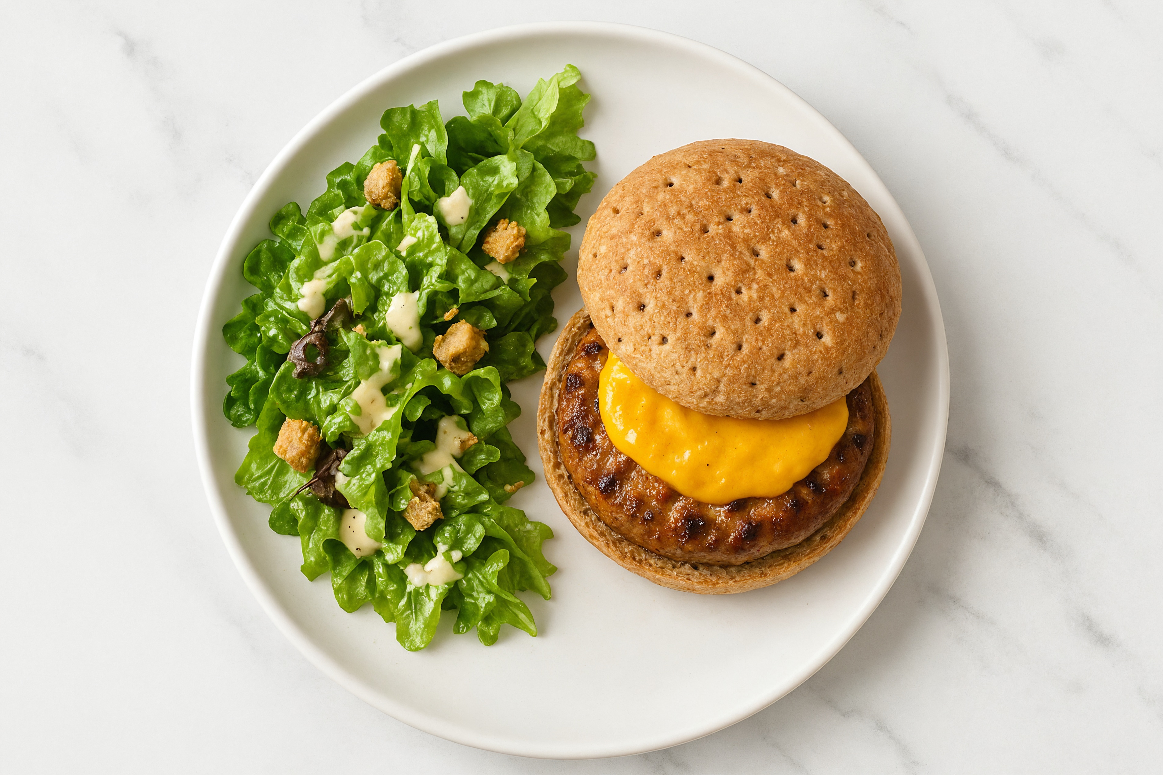  Special Bacon + Cheddar Burger with Little Champagne Kit Gem Salad