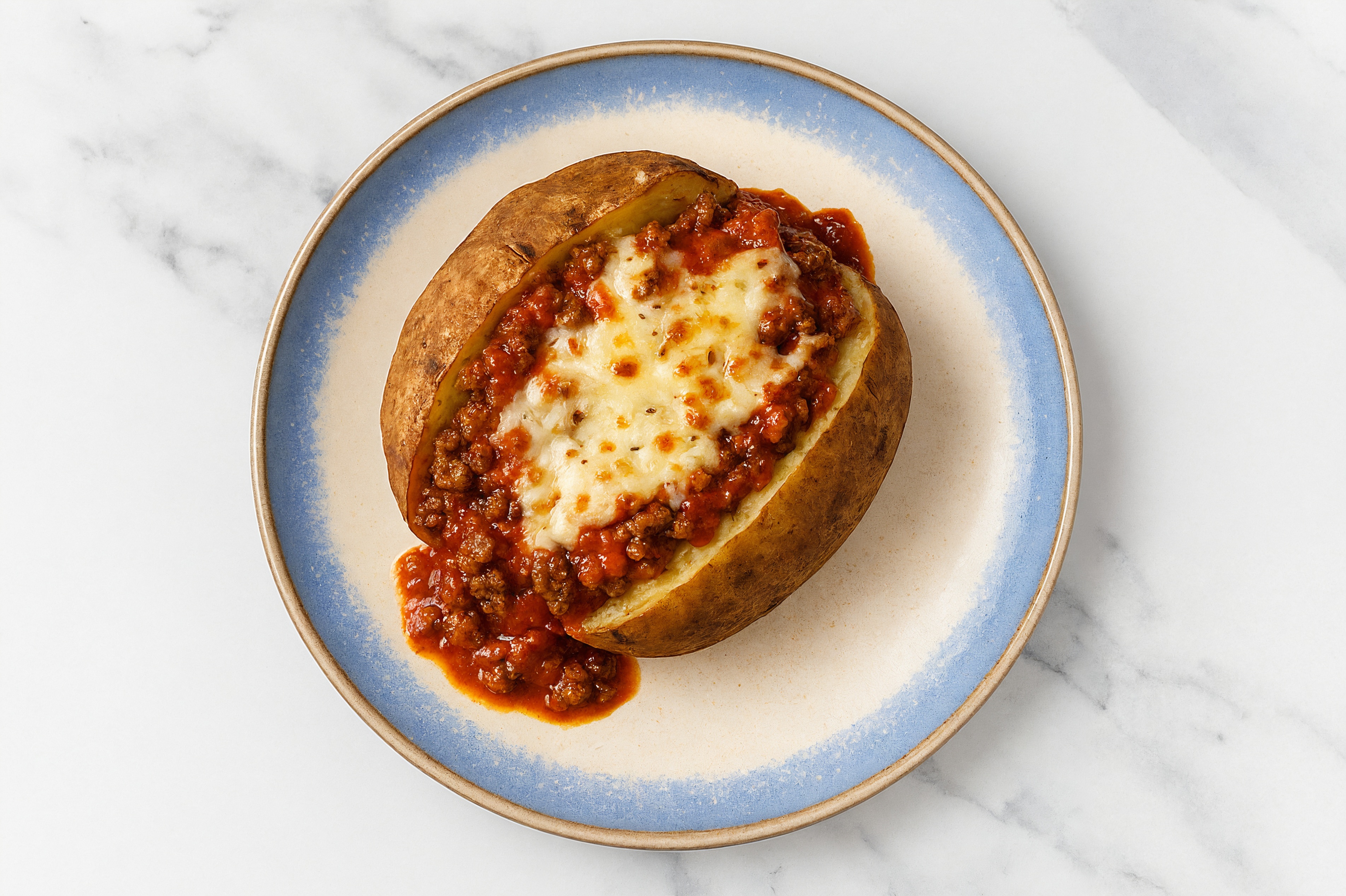 Cheesy Bolognese Stuffed Potatoes with BBQ Beef and Brisket Burger