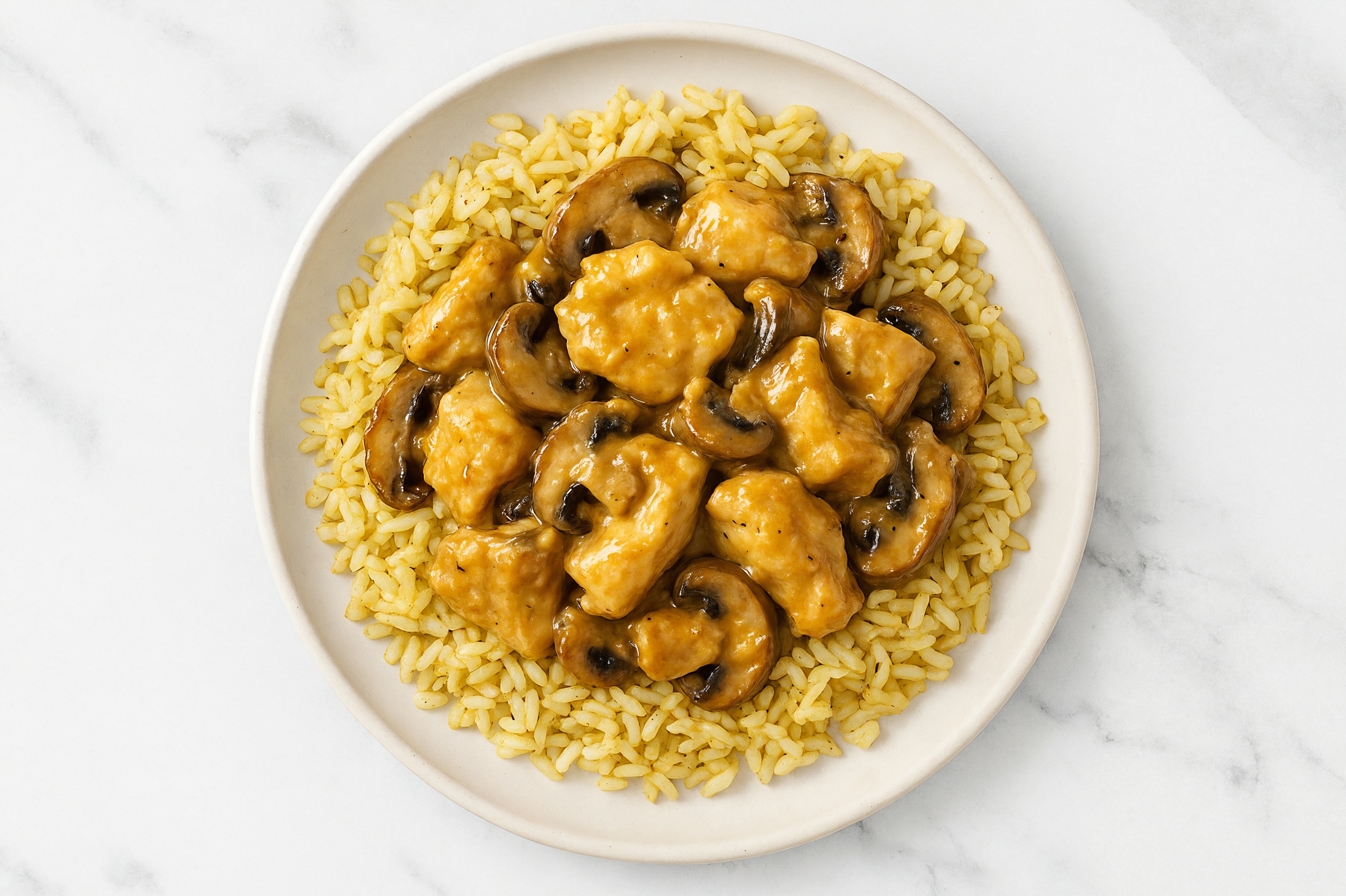 Mushroom Roasted Garlic Chicken + Jasmine Rice
