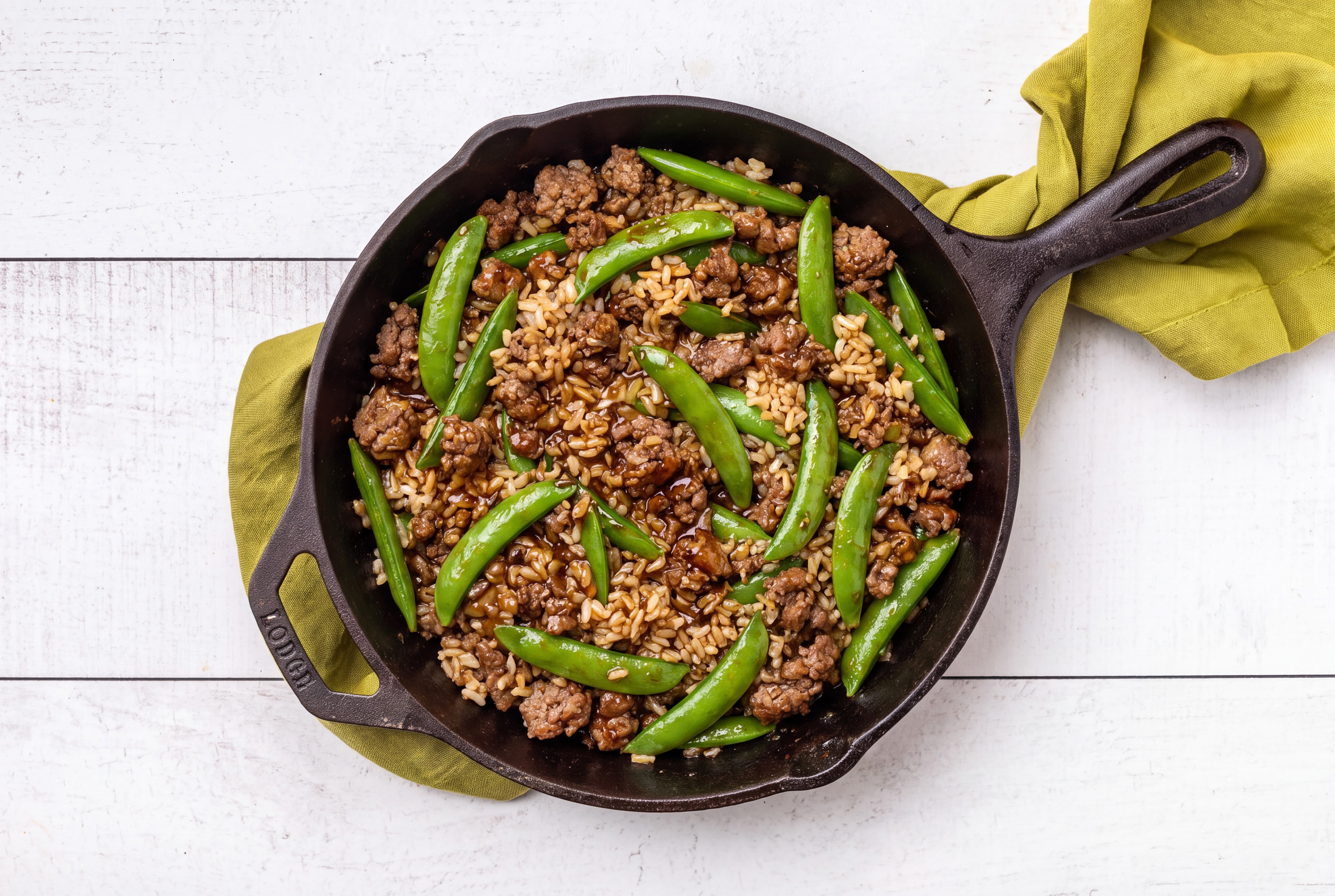Herby Japanese Bbq Pea Snap + Ground 93/7 Lean Beef Stir-Fry