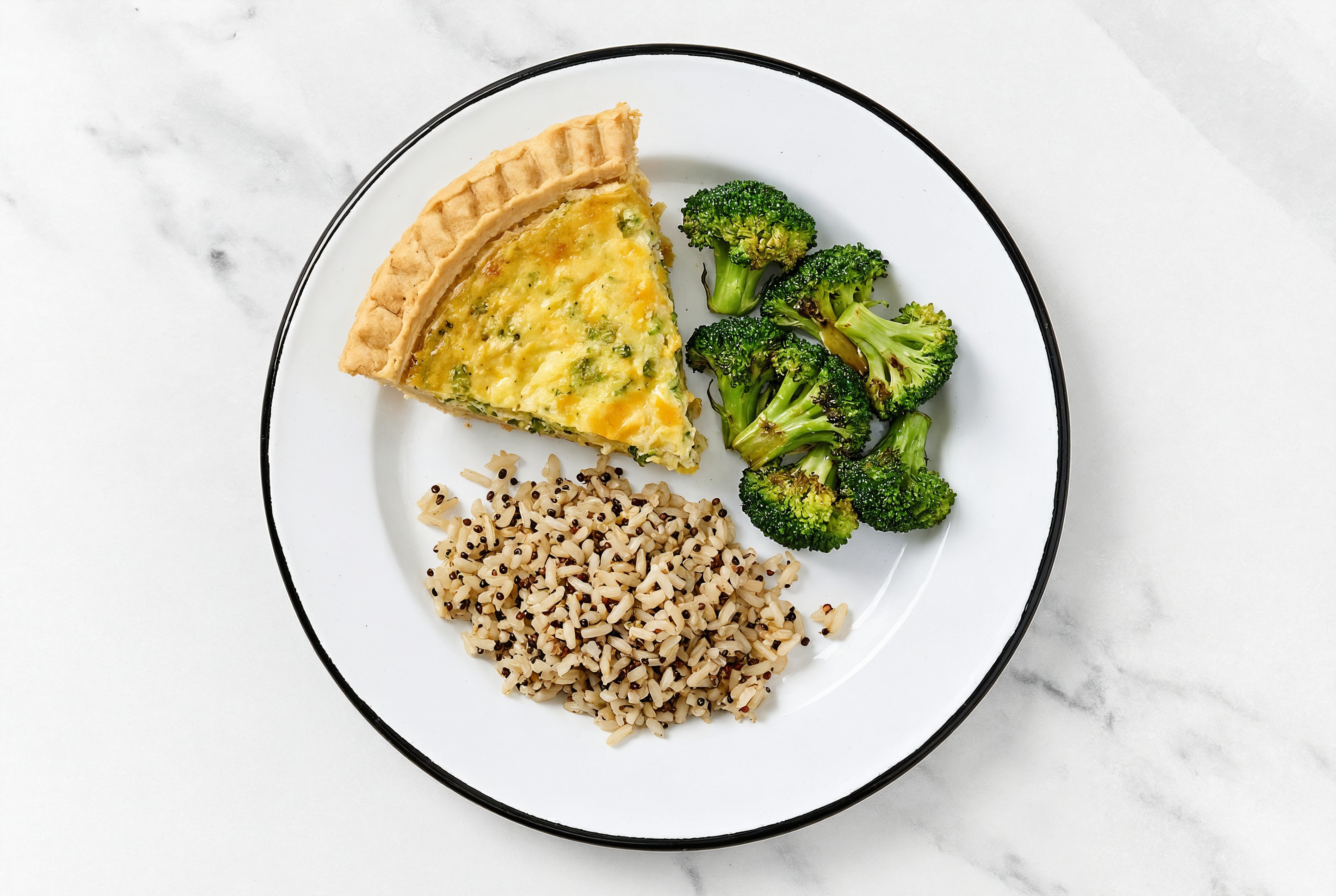Broccoli & Cheddar Quiche with Broccoli & Quinoa Blend
