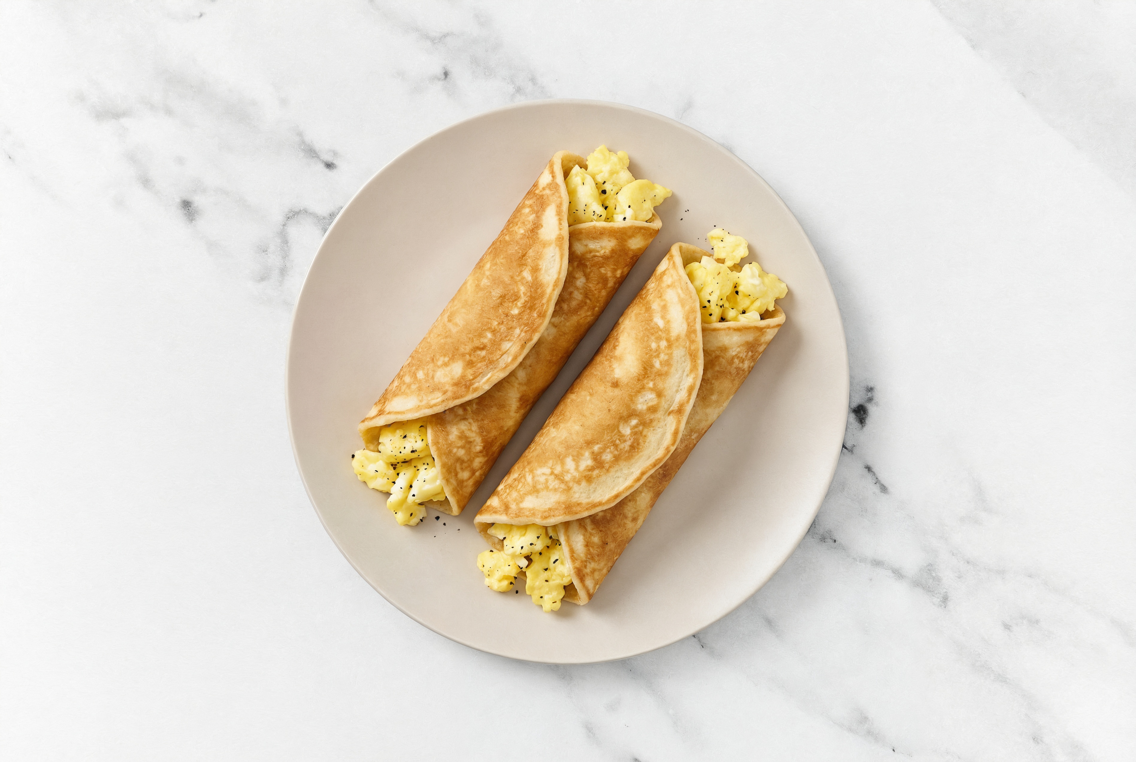 Speedy Scrambled Egg White Protein Pancake Wraps