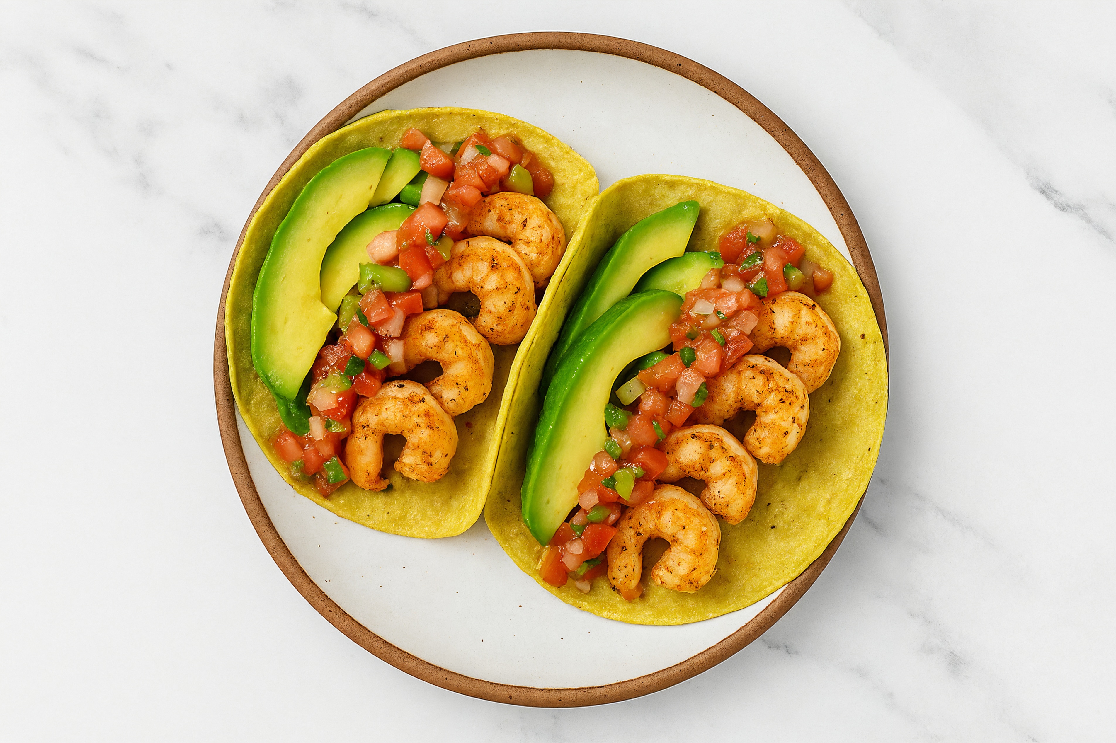 Blackened Shrimp Tacos with Salsa with Spinach Tortilla