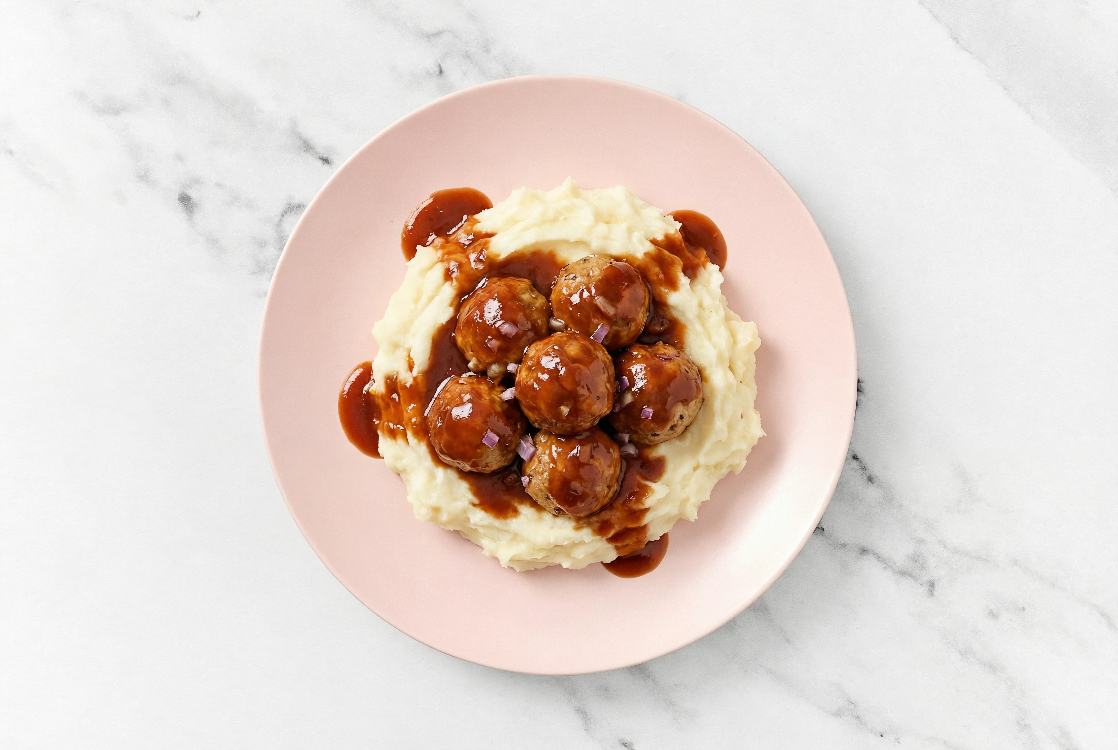 BBQ Turkey Meatballs + Sour Cultured Cream Mashed Potatoes