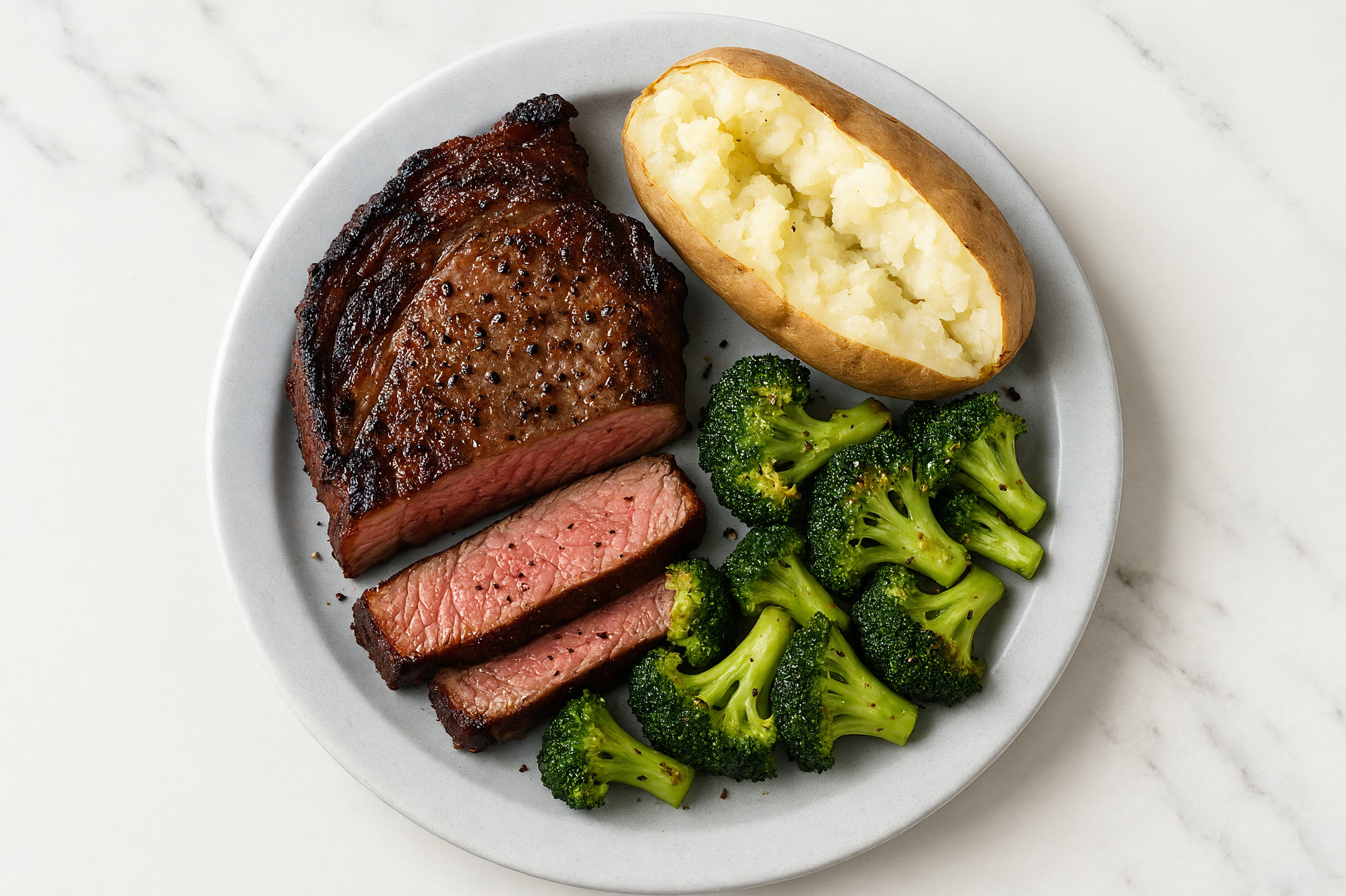 Classic Ribeye Steak + Baked Microwave-Ready Russet Potato