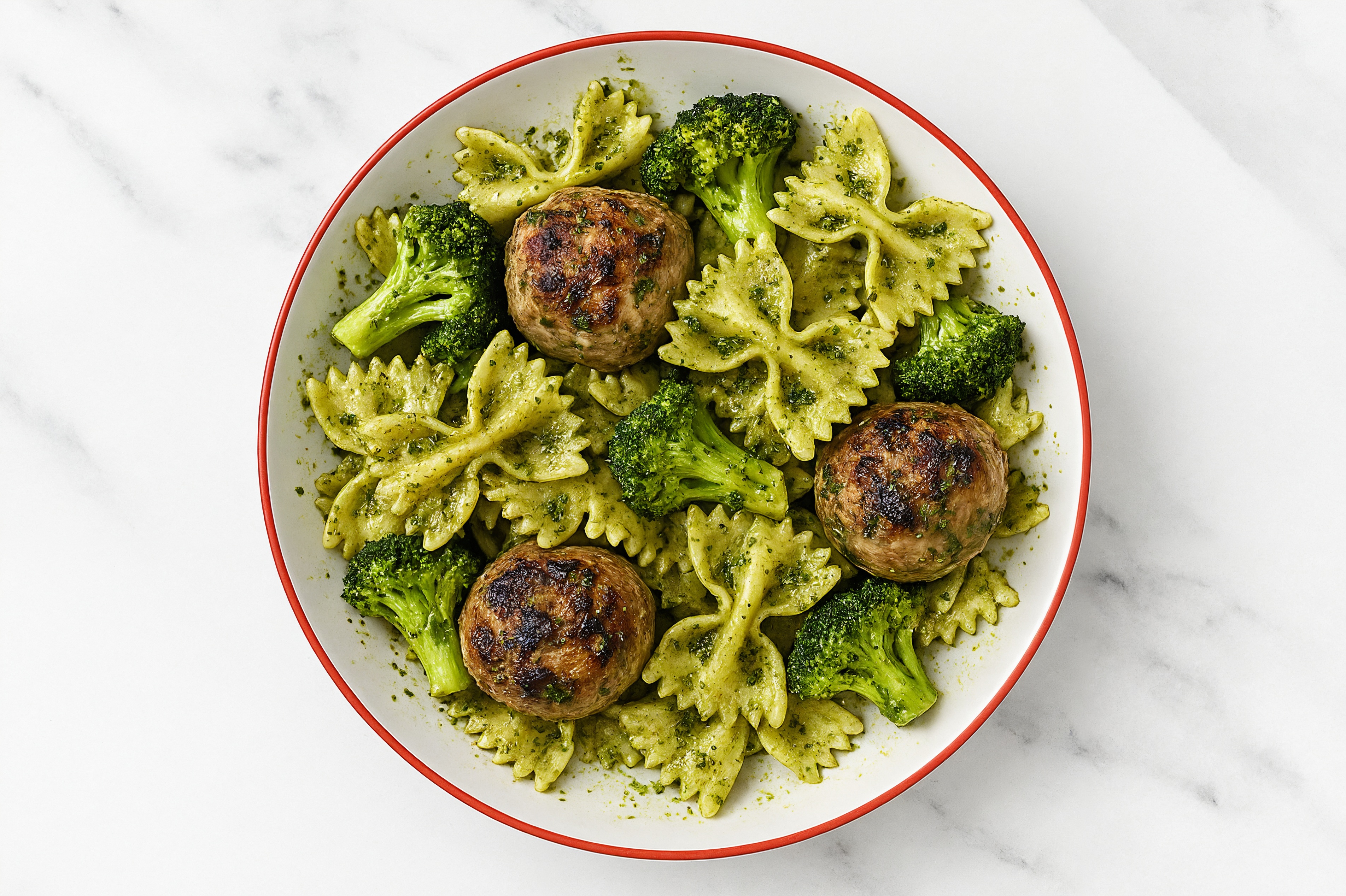 Supergreen Turkey Meatball + Pesto Farfalle with Broccoli Florets