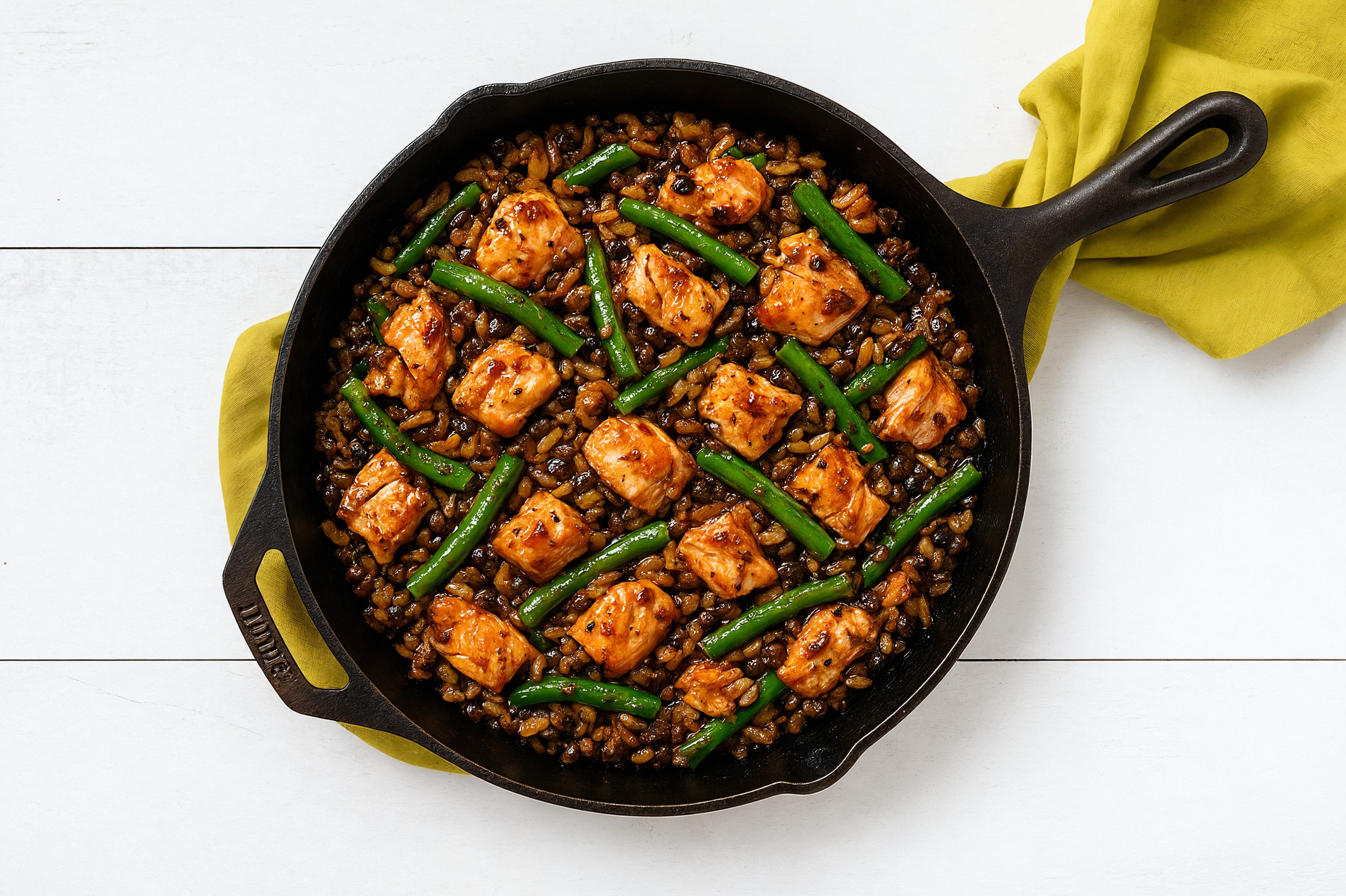 Teriyaki Steelhead Trout Stir-Fry with Green Beans over Quinoa
