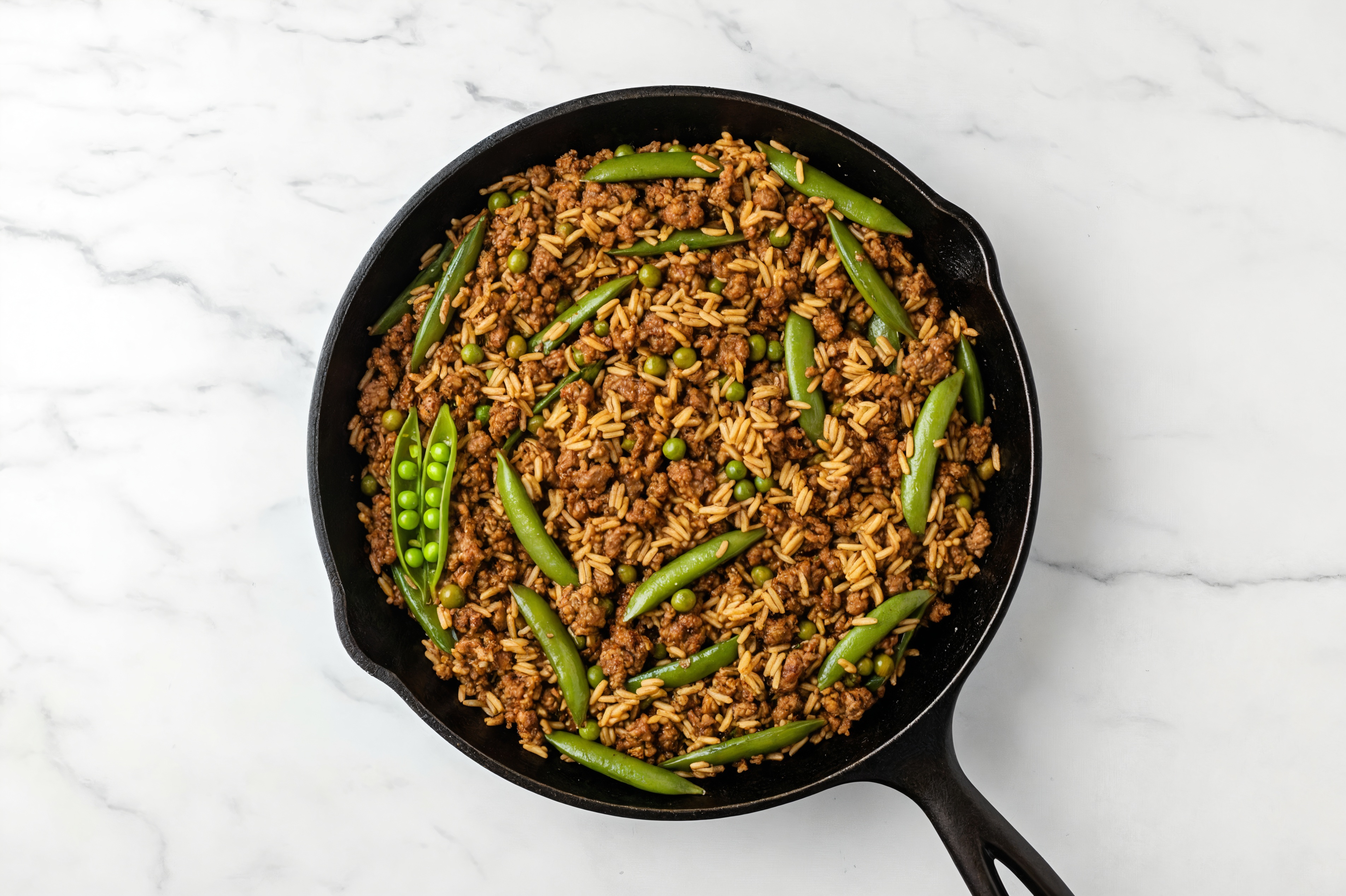 Japanese Bbq Pea Snap + Ground Bison Stir-Fry with Long Grain White Rice