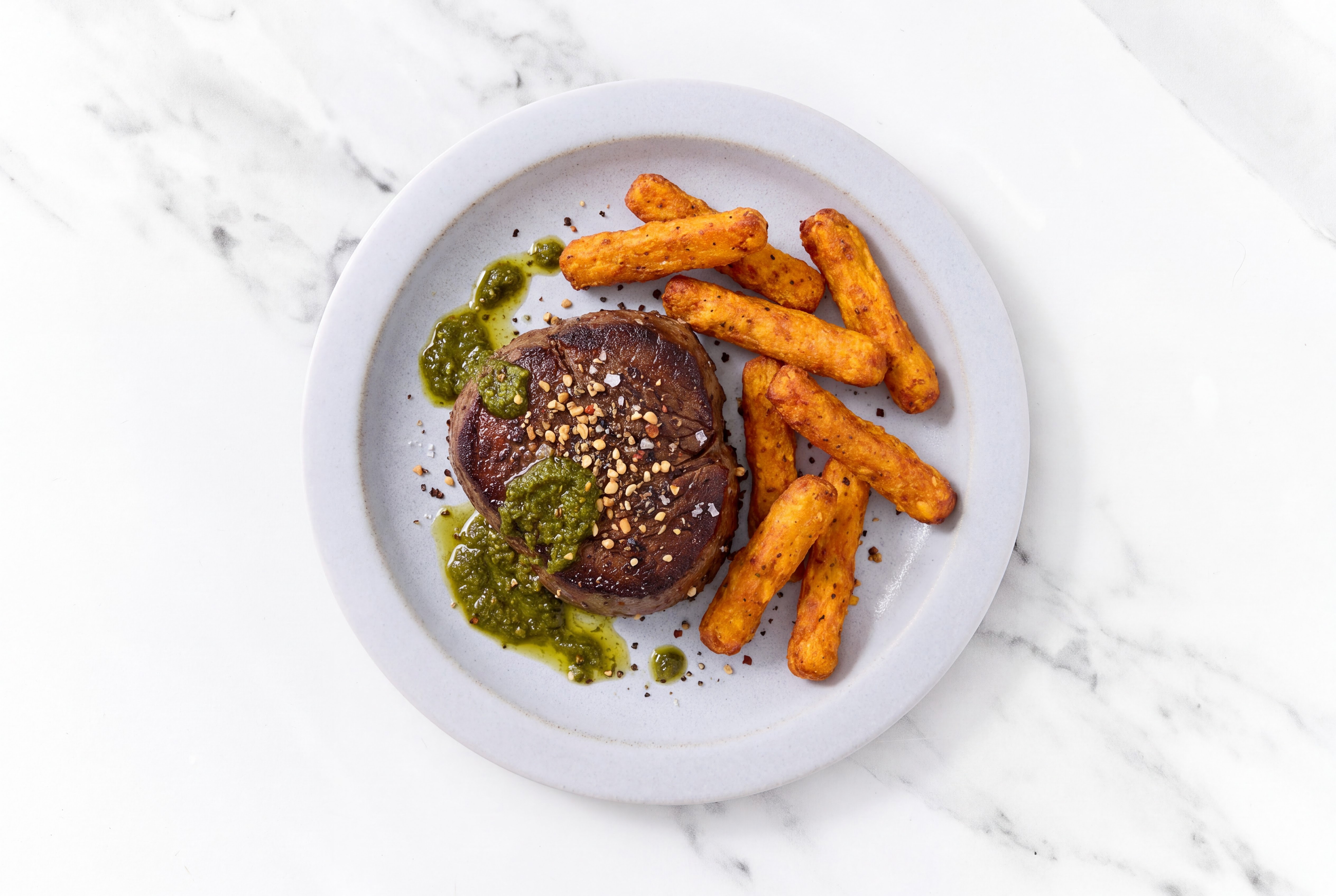 Seared Zhoug Filet Mignon + Fries