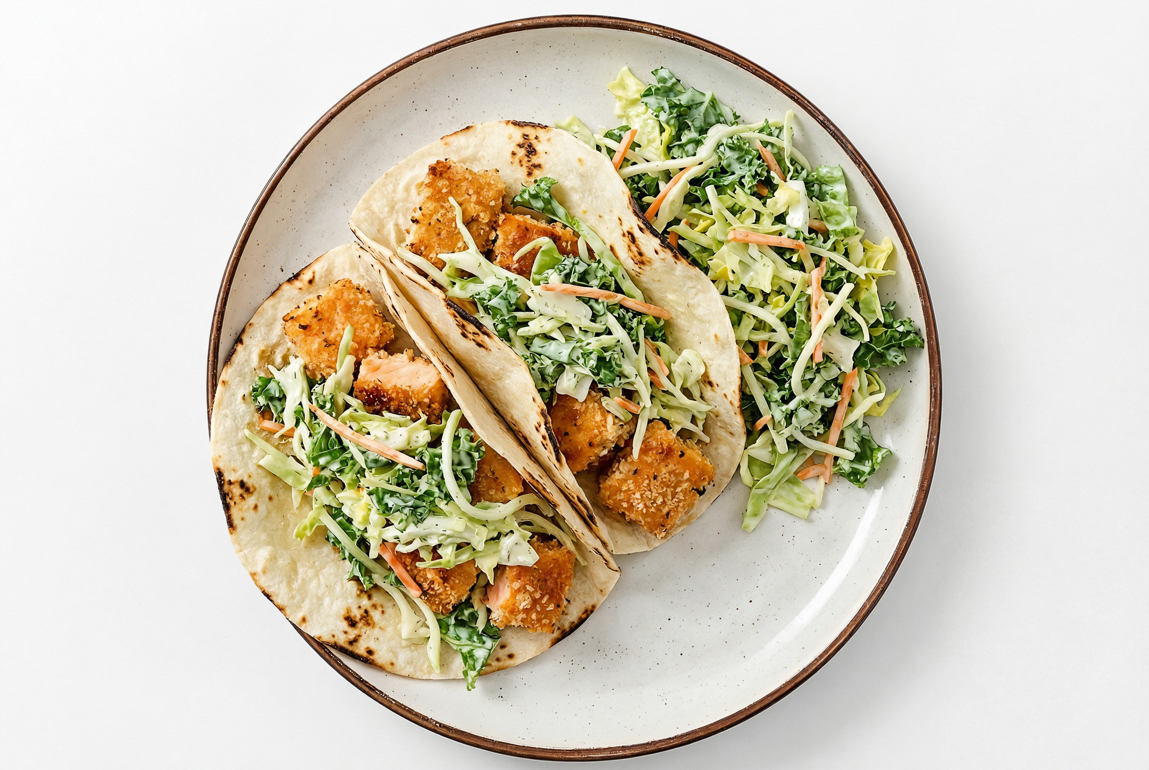 Crispy Salmon Tacos with Dill Slaw