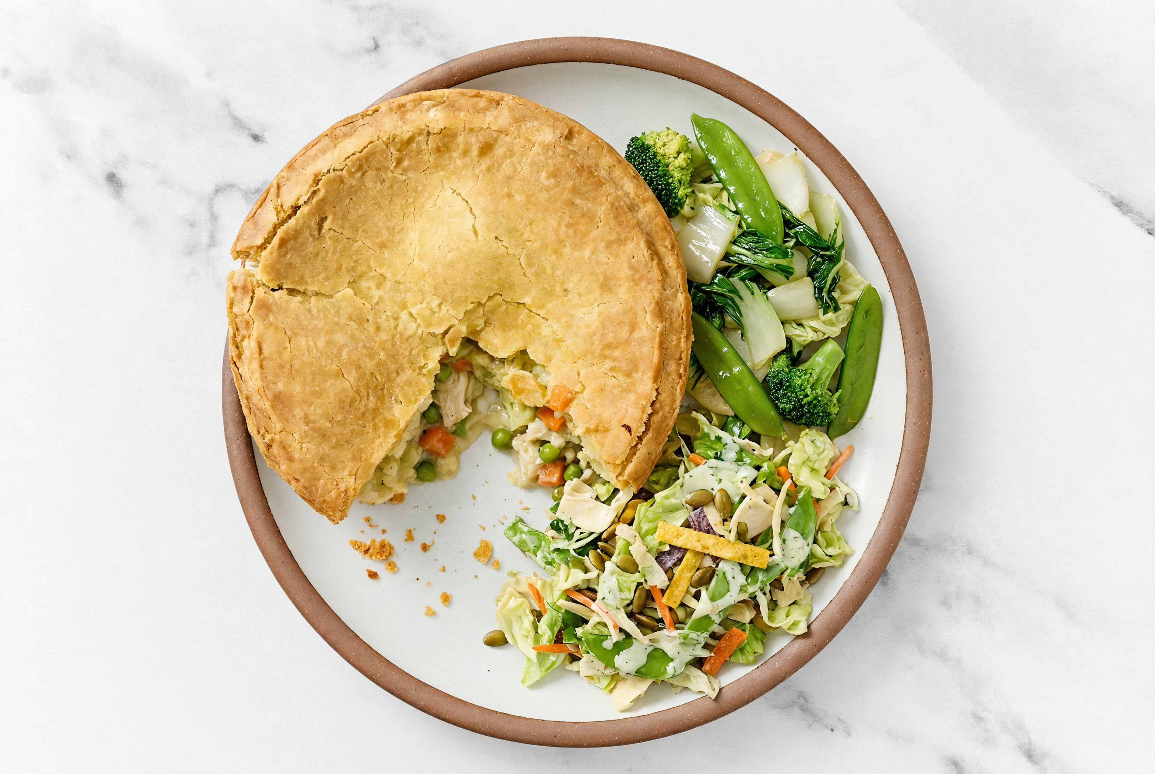 Chicken Pot Pie with Bok Choy & Southwest Salad