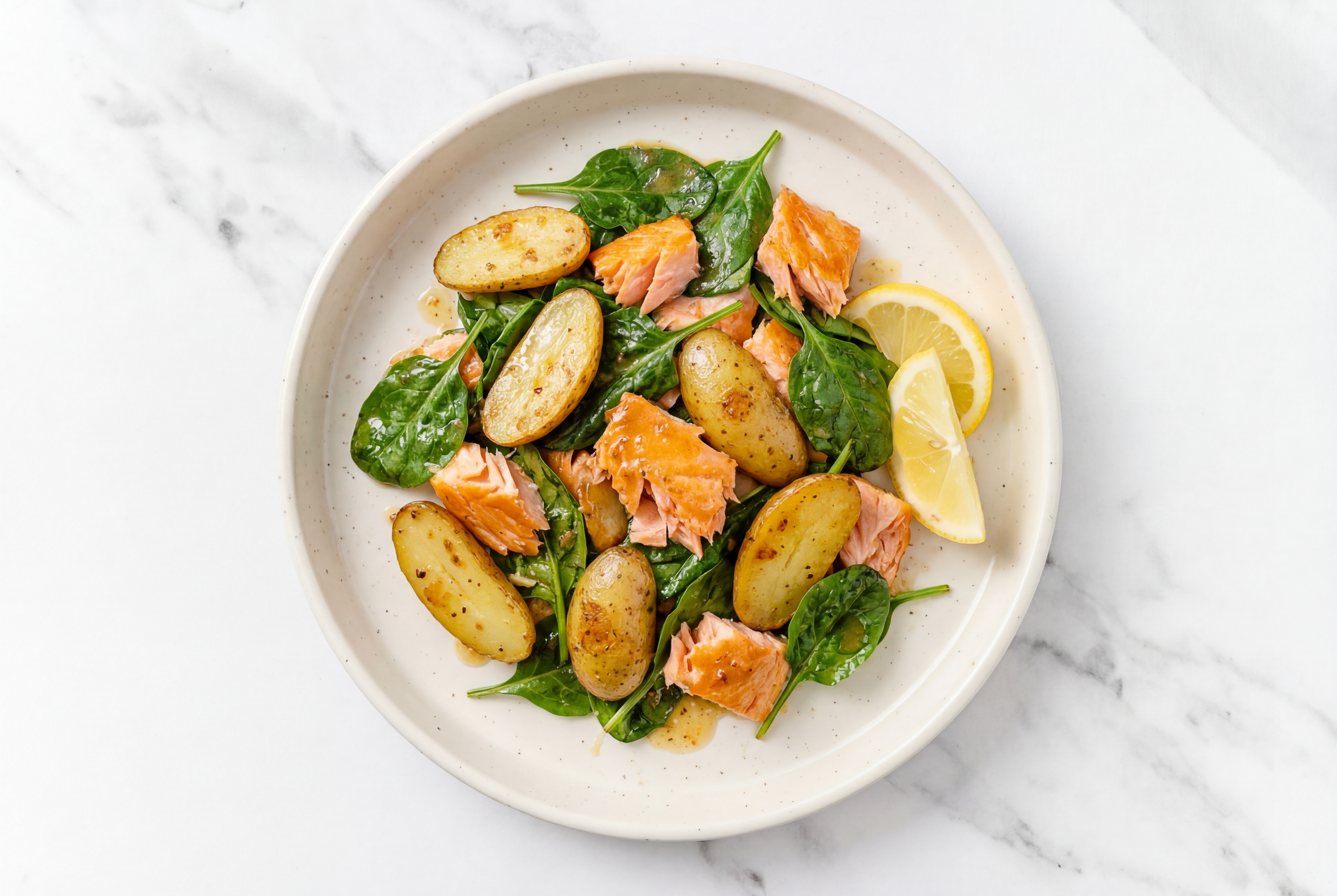  Roasted Salmon + Potato Salad with Lemon Salted Butter Dressing