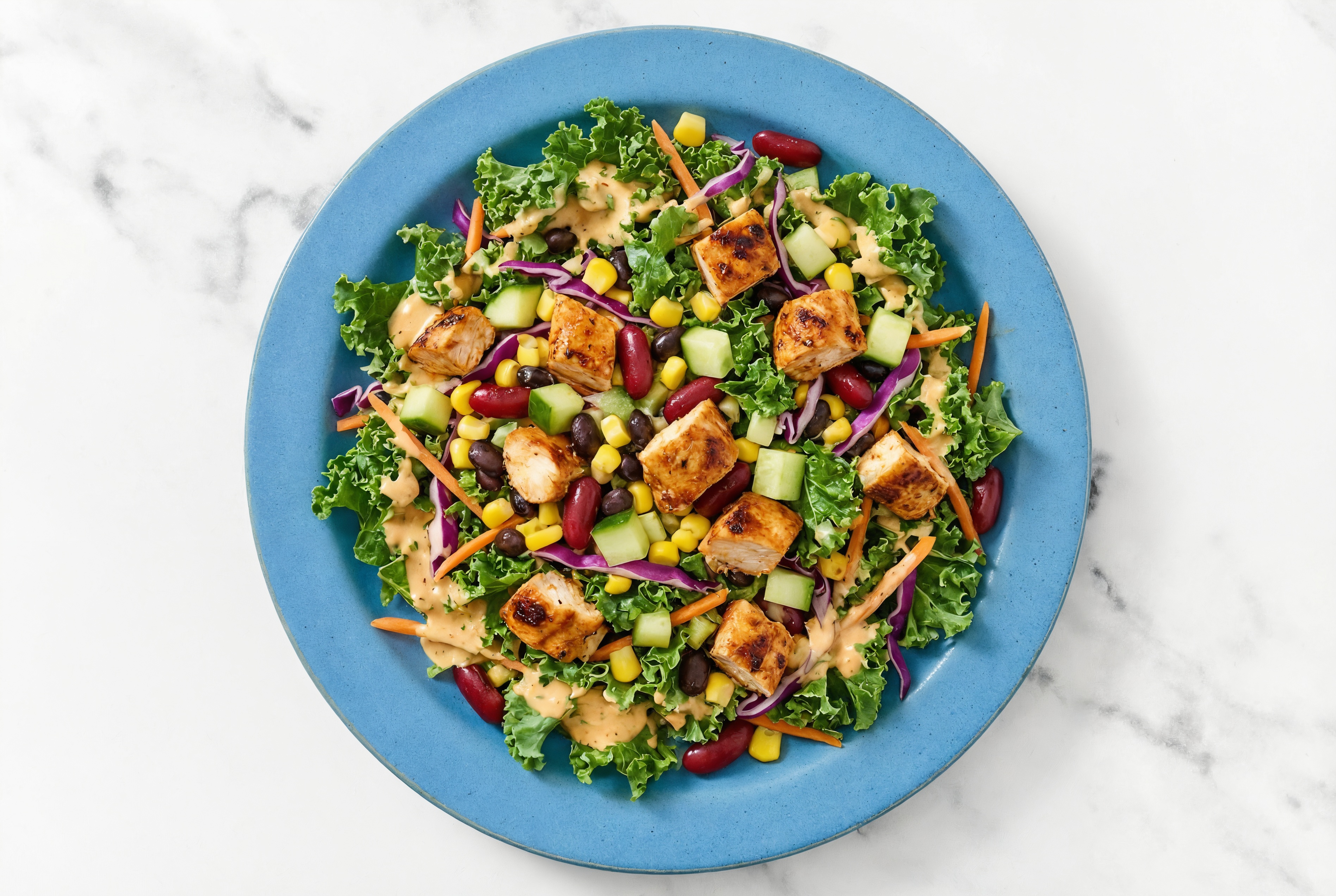 Buffalo Ranch Kale Salad with Chicken Breast & Black Beans