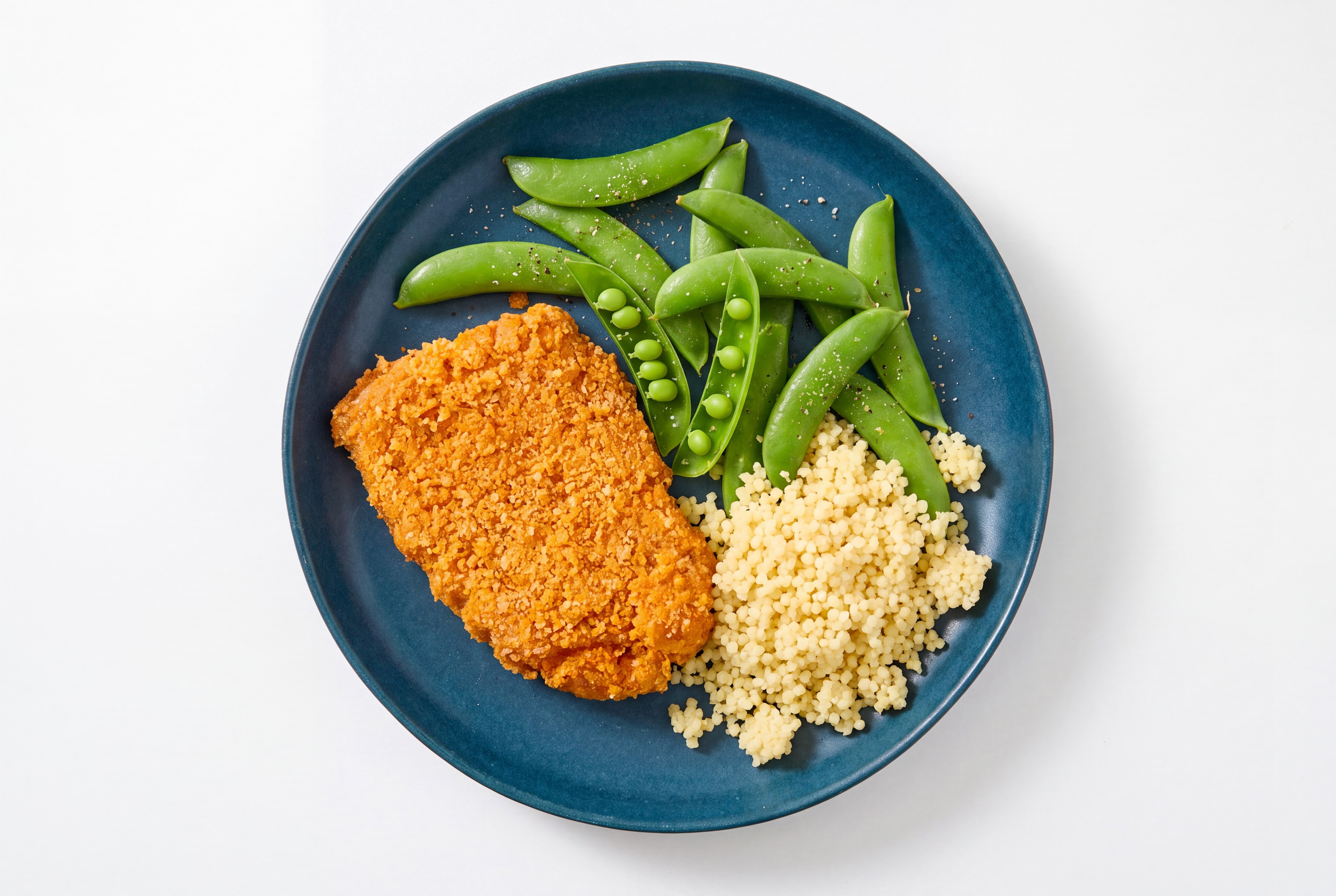 Hot Honey Breaded Chicken Cutlet with Snap Peas & Couscous