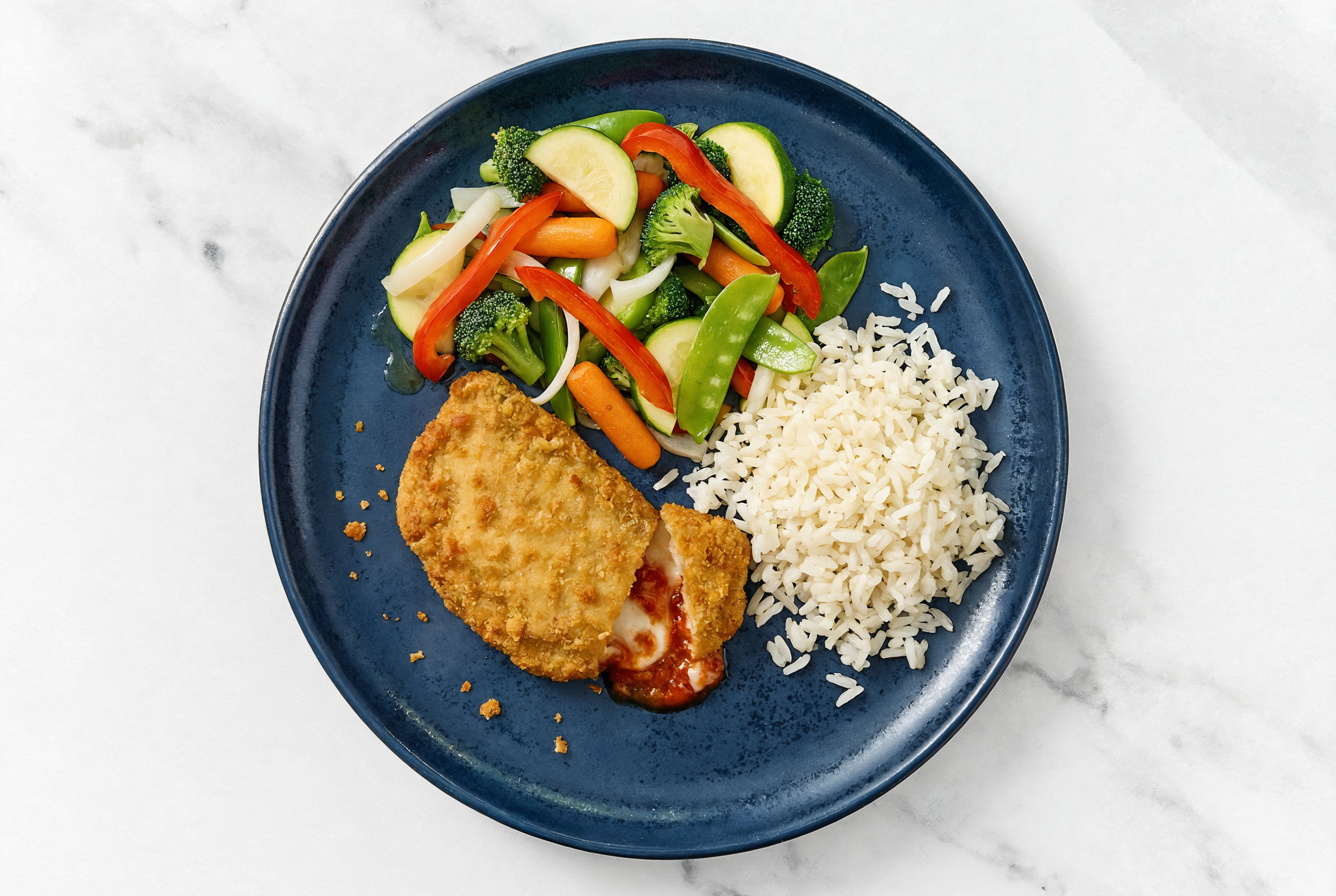 "Chicken" Parm with Veggies & White Rice