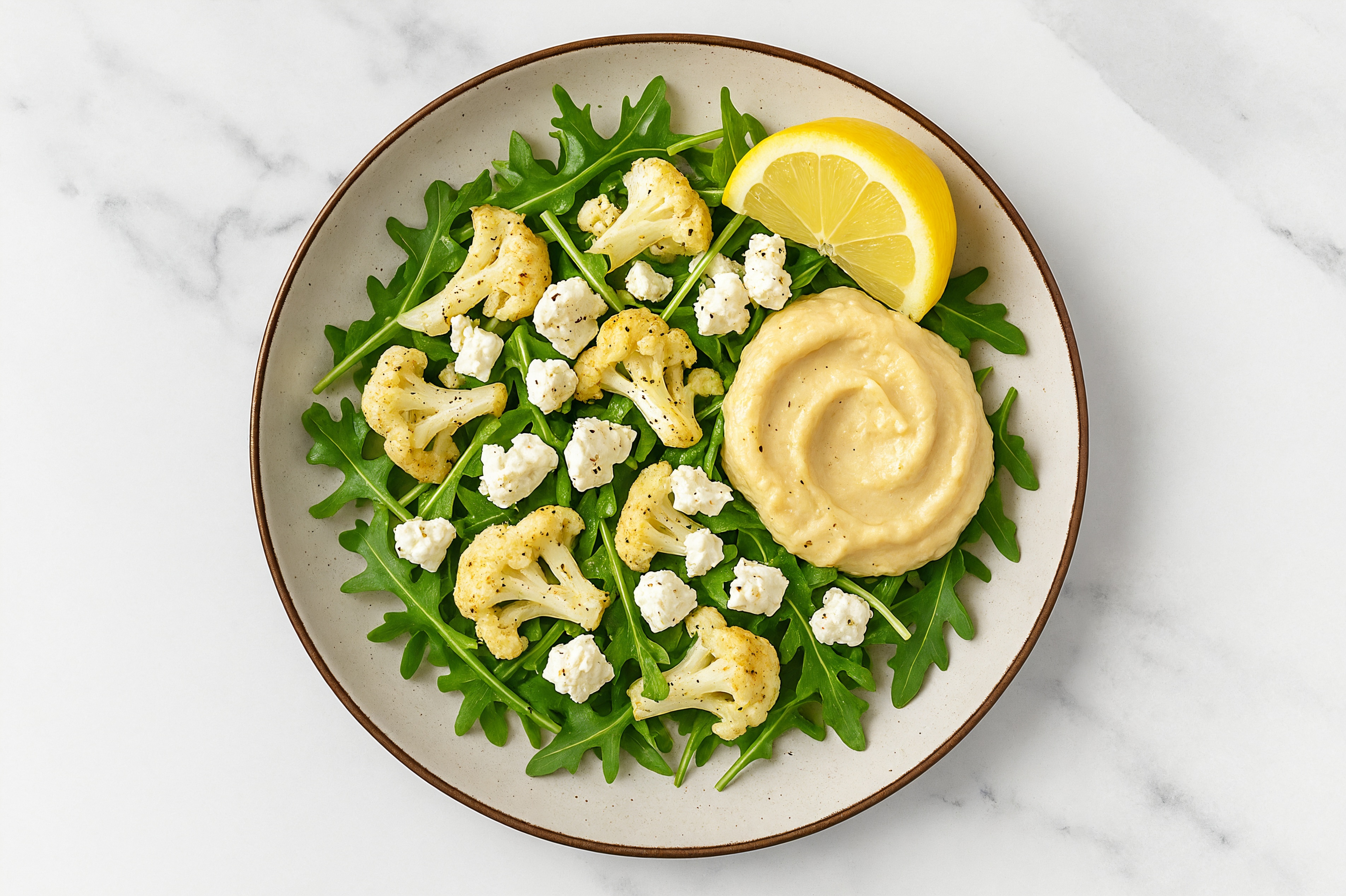 Marinated Cauliflower + Feta Arugula Salad