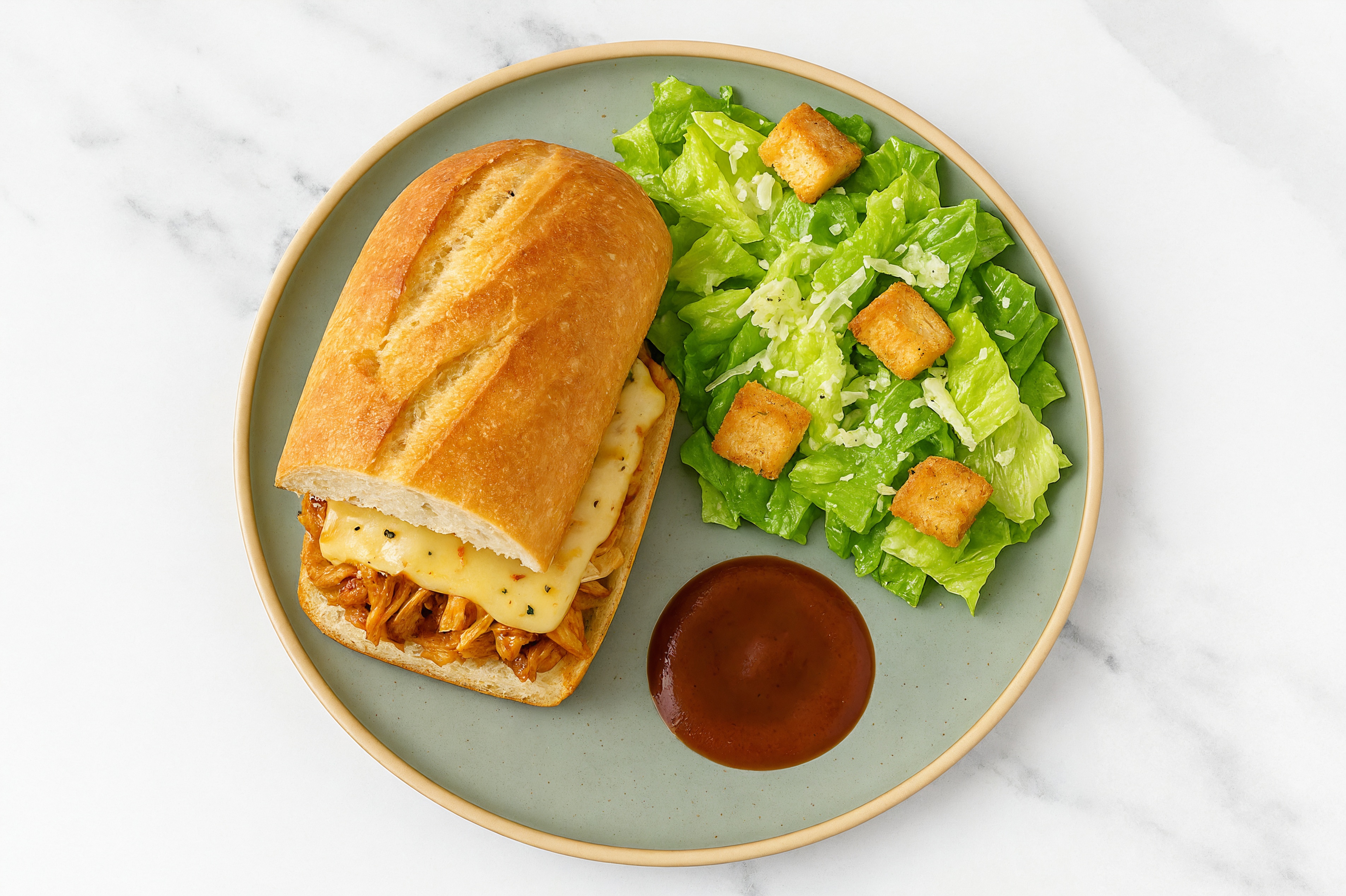 BBQ Chicken Baguette Melts + Caesar Salad with Original BBQ