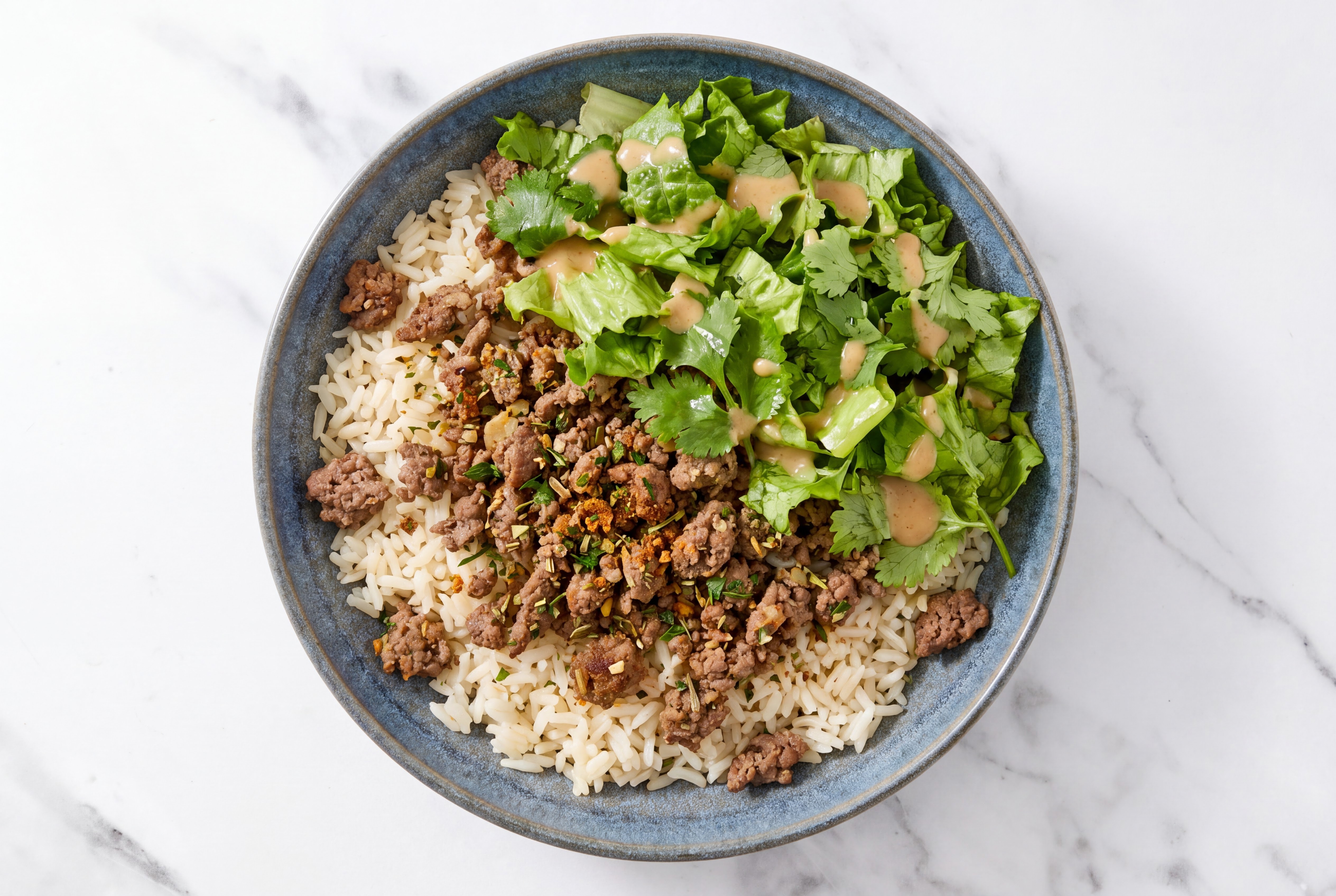 Garlicky Beef n' Rice Bowl with Ginger Ponzu Salad