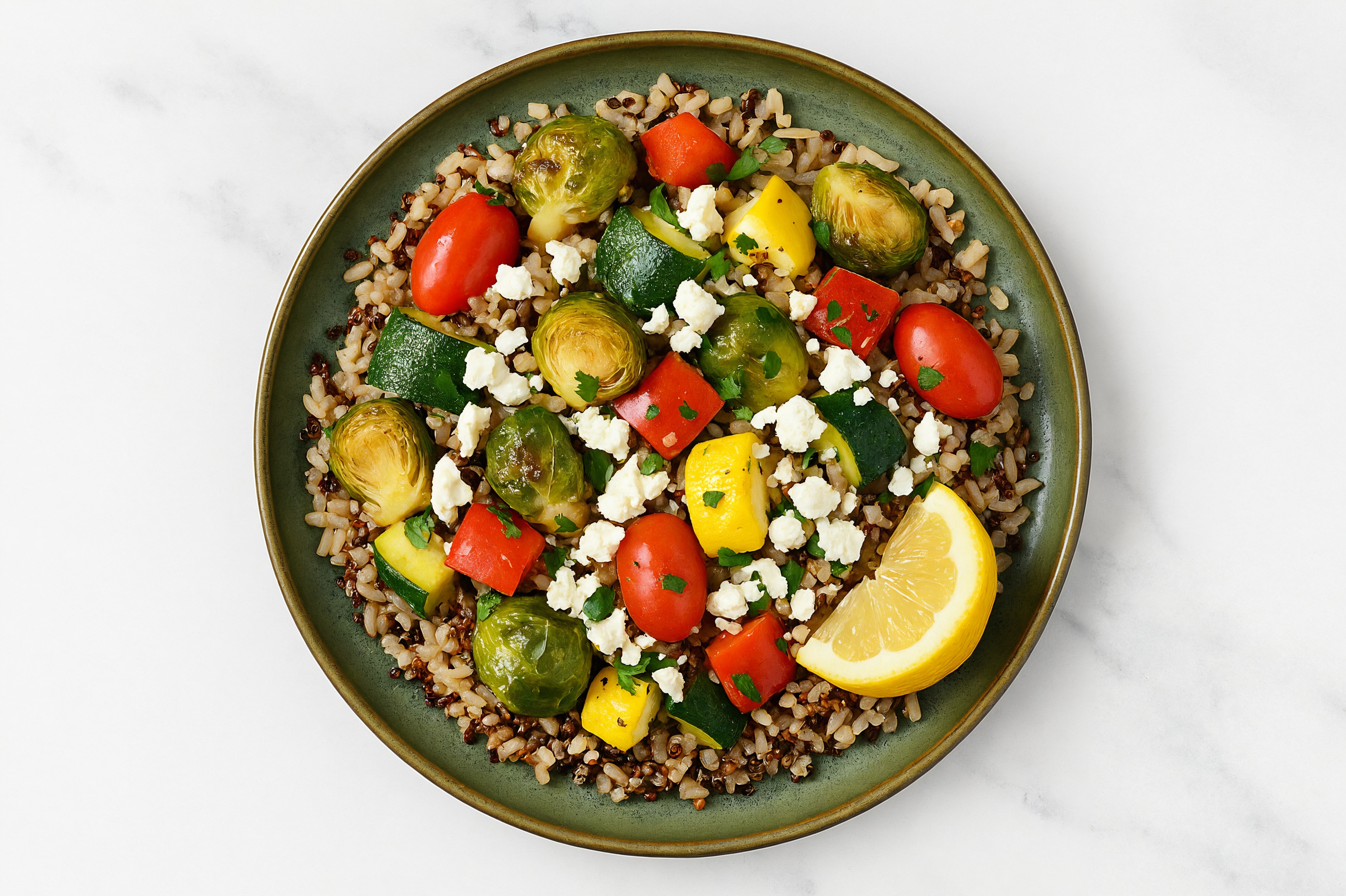 Lemony Feta + Summer Veggie Bowl with Brown Rice Quinoa Blend