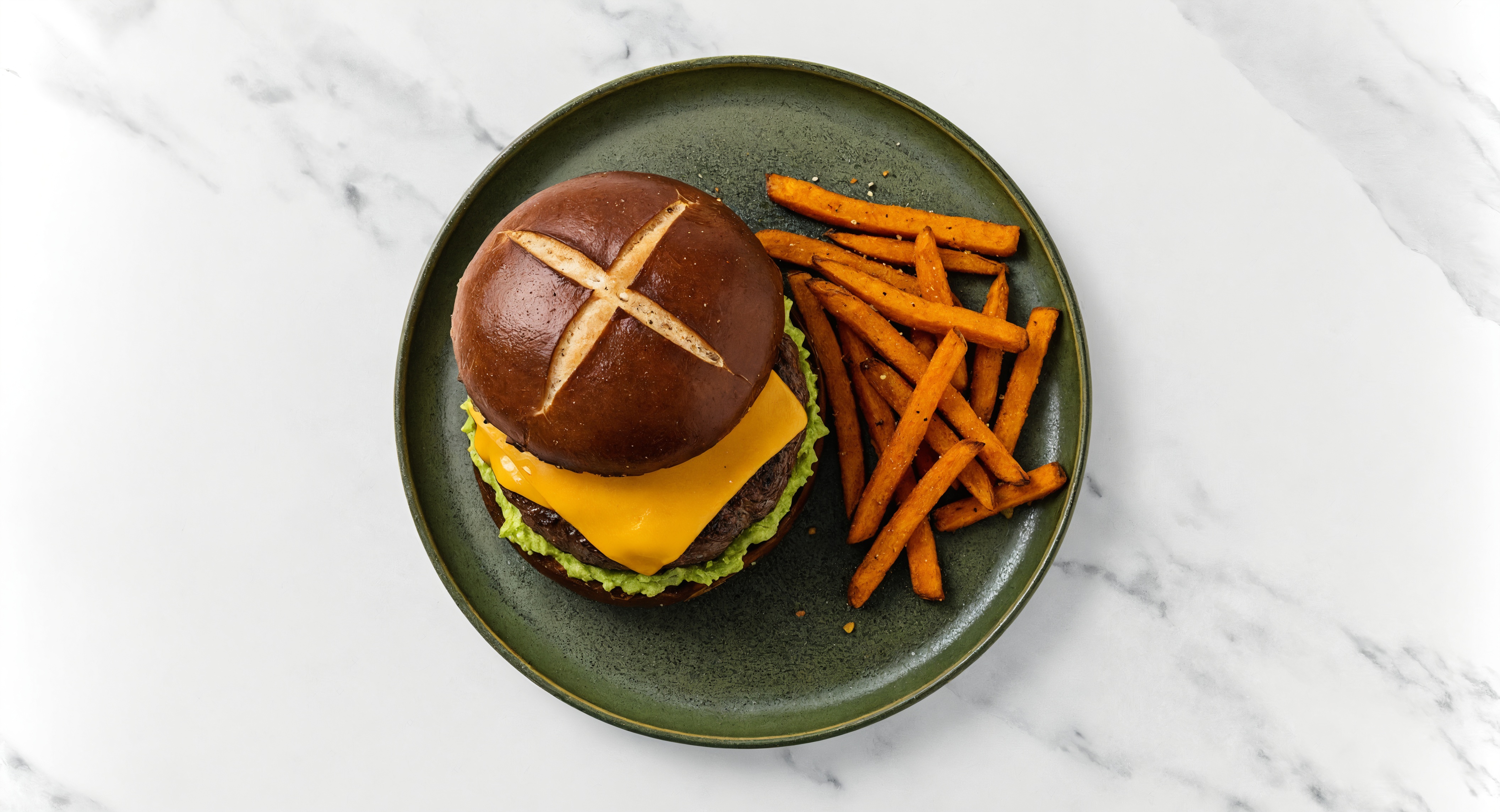 Cheddar & Avocado Burger with Fries with Wagyu Beef Patties