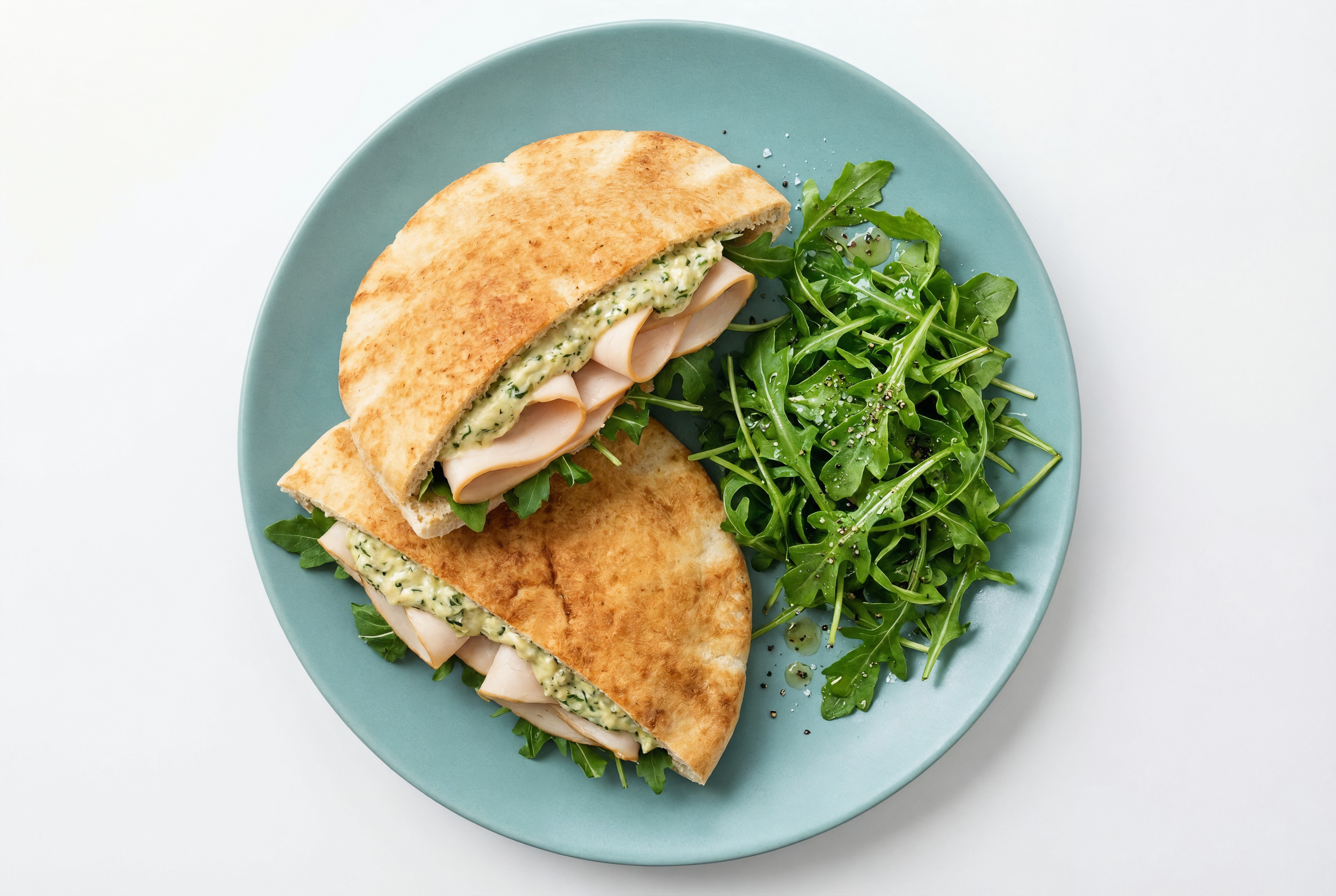 Spinach Artichoke Oven-Roasted Sliced Turkey Breast Traditional Pita Pocket