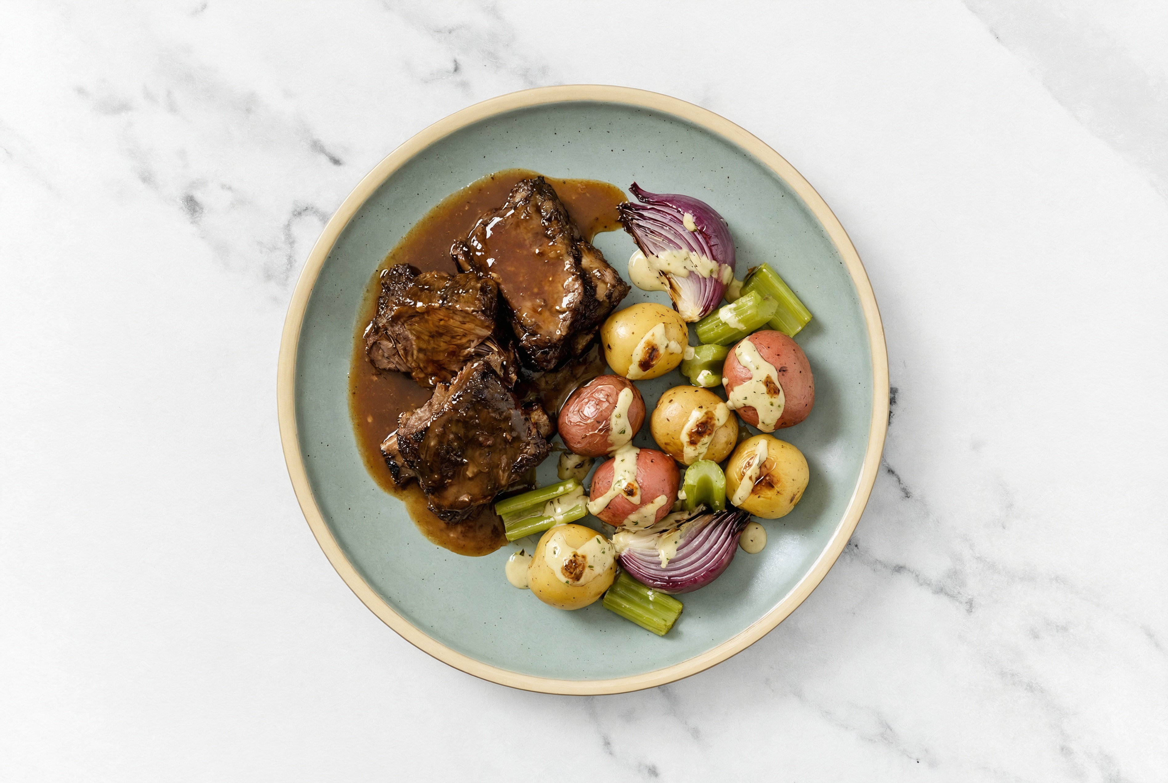 Hearty Beef Short Ribs with Tangy Roast Veggies