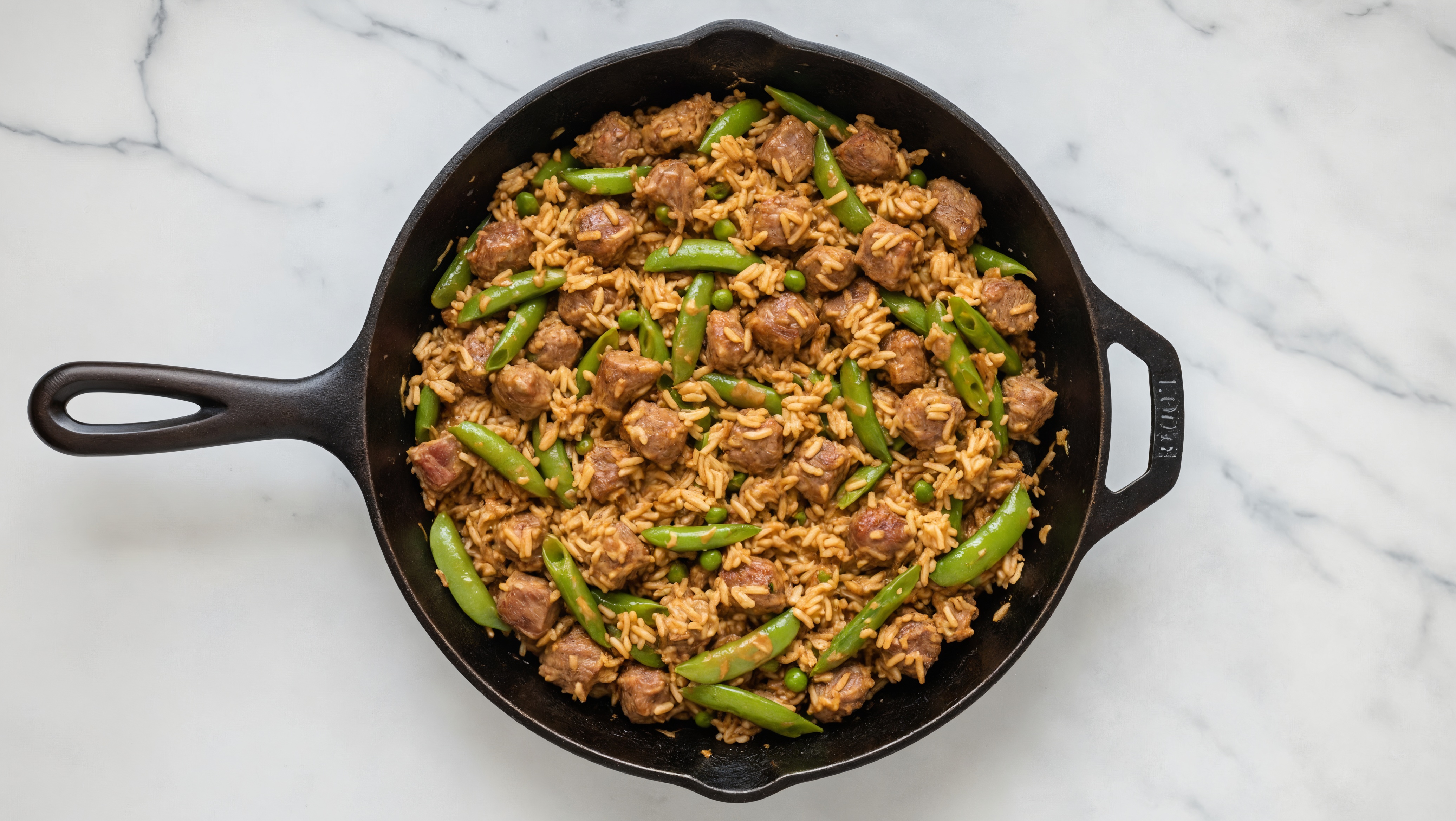 Thai Peanut Pea Snap + Lamb Stir-Fry with Long Grain White Rice