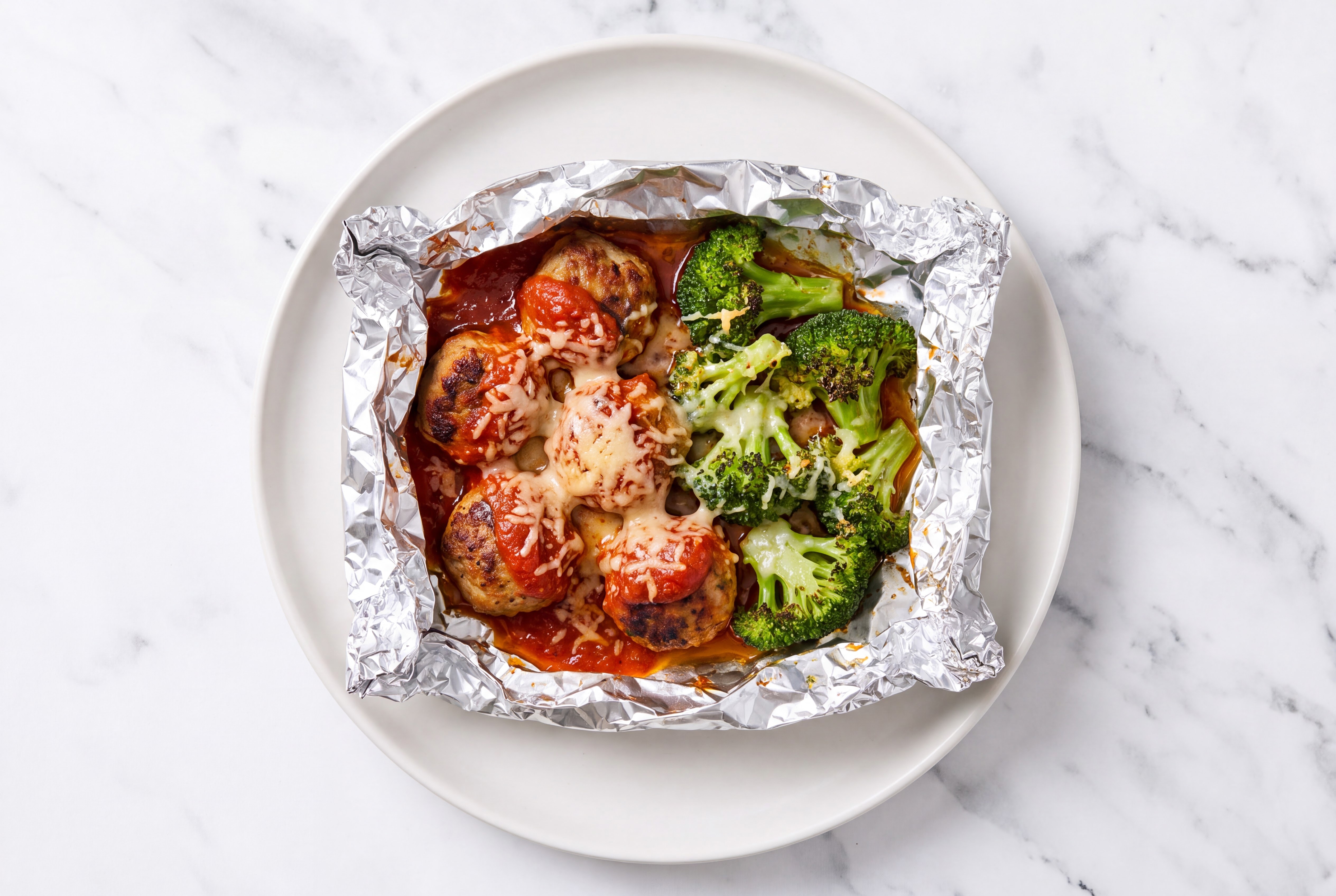 All-in-One Cheesy Turkey Meatballs + Broccoli