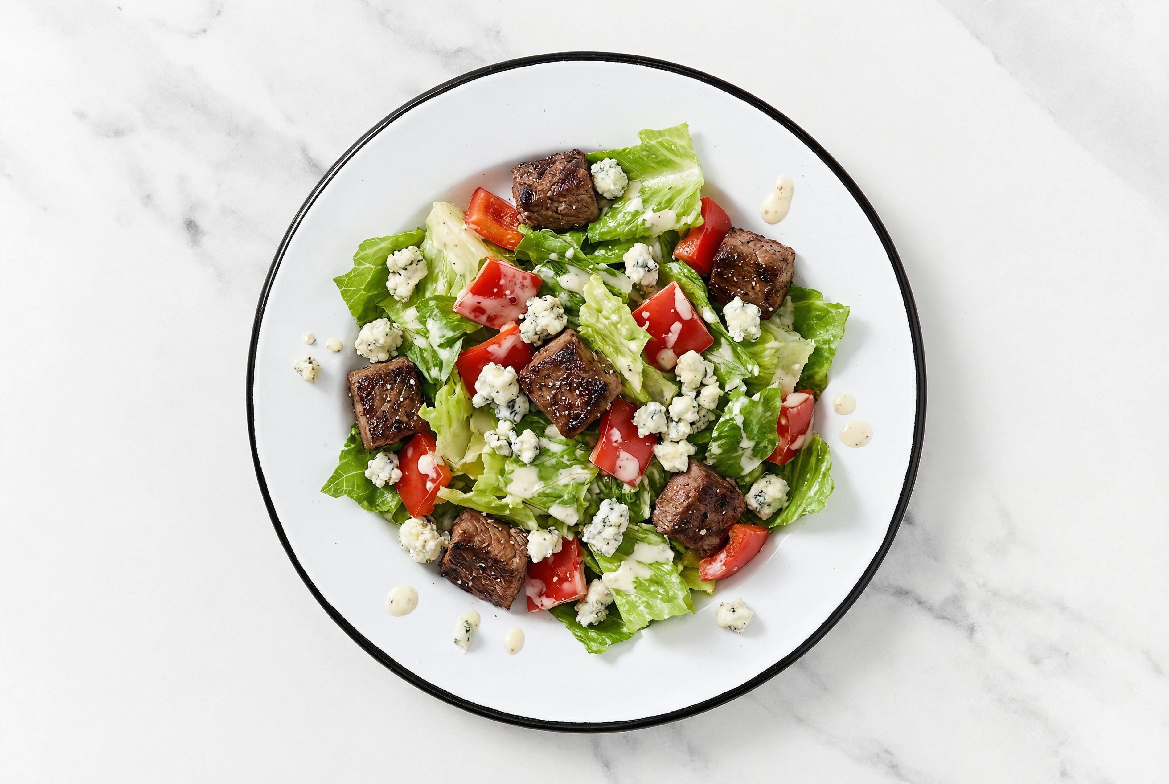 Bison + Blue Cheese Ranch Salad with Red Bell Pepper