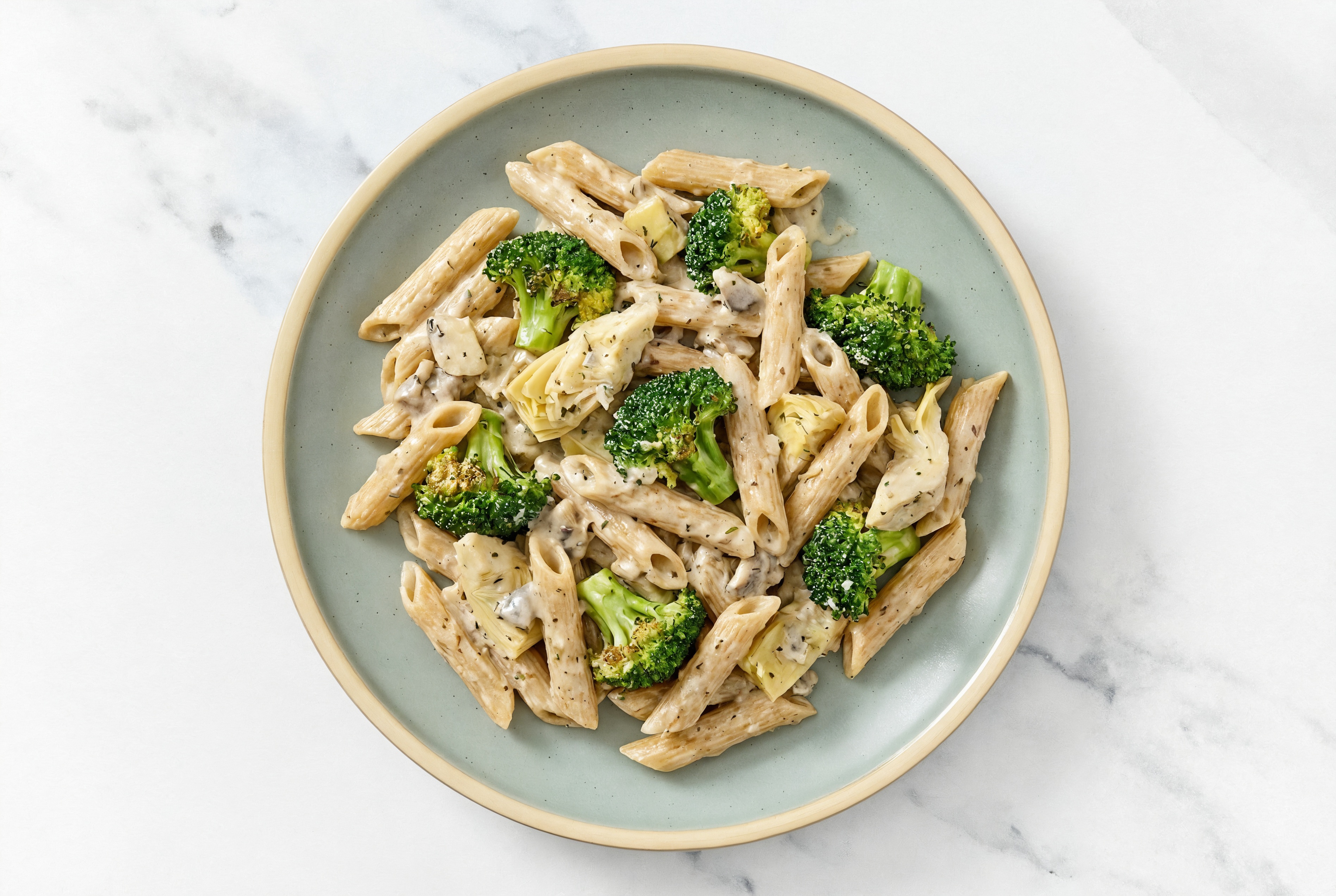 Herby Creamy Rosemary Mushroom Truffle Sauce Broccoli Artichoke Pasta Bake
