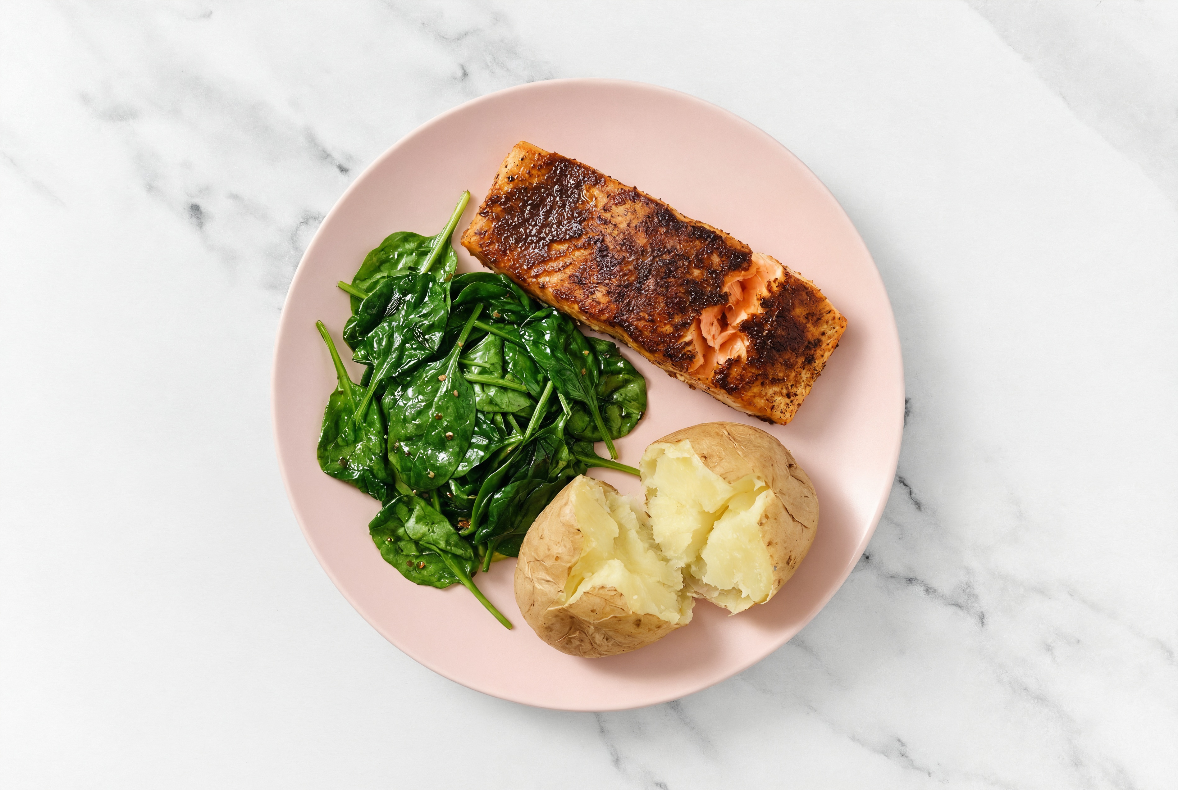 Blackened Salmon, Potato + Baby Spinach