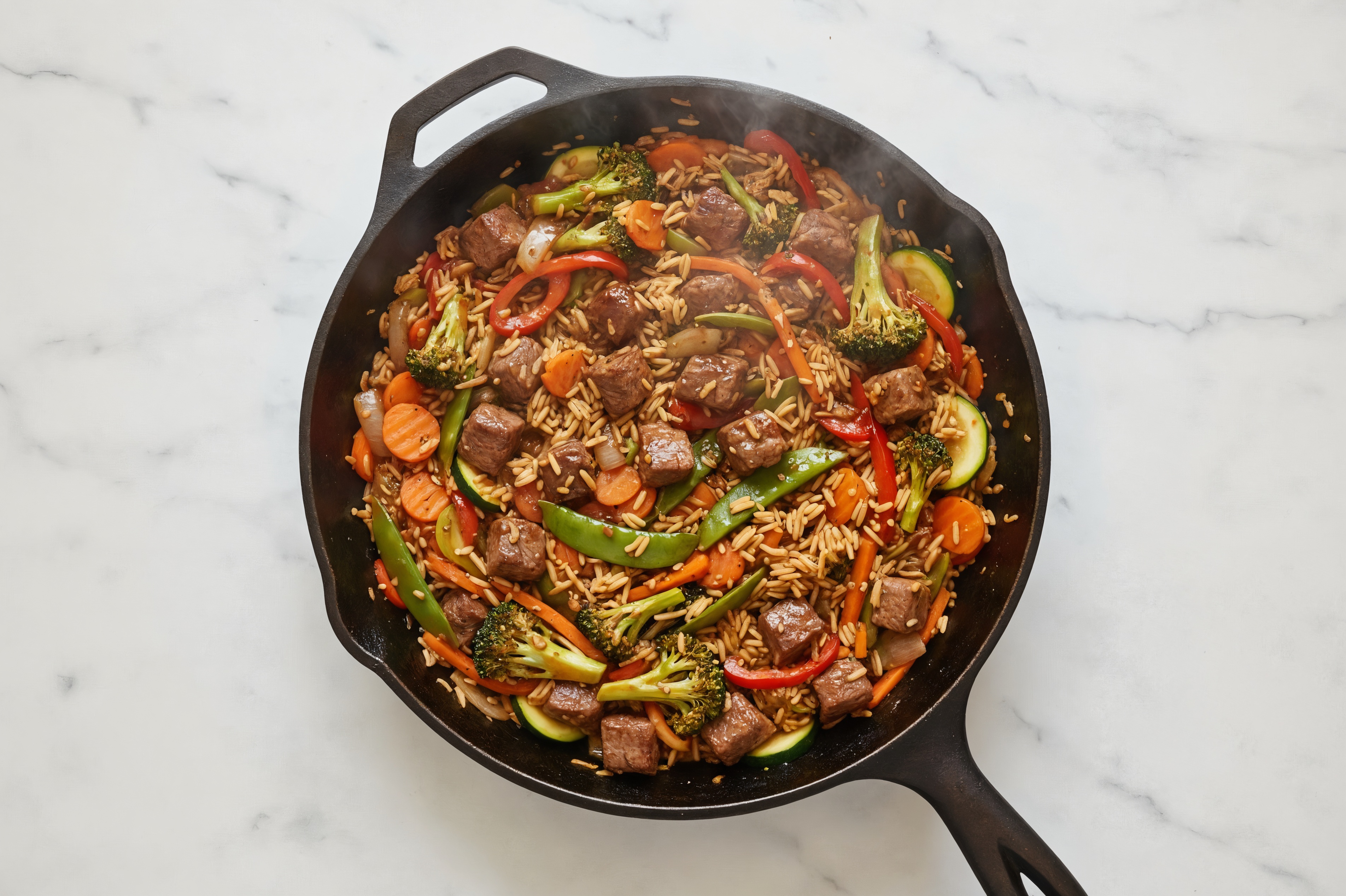 Teriyaki Veggie + Bison Stir-Fry with Seasoned Jasmine Rice