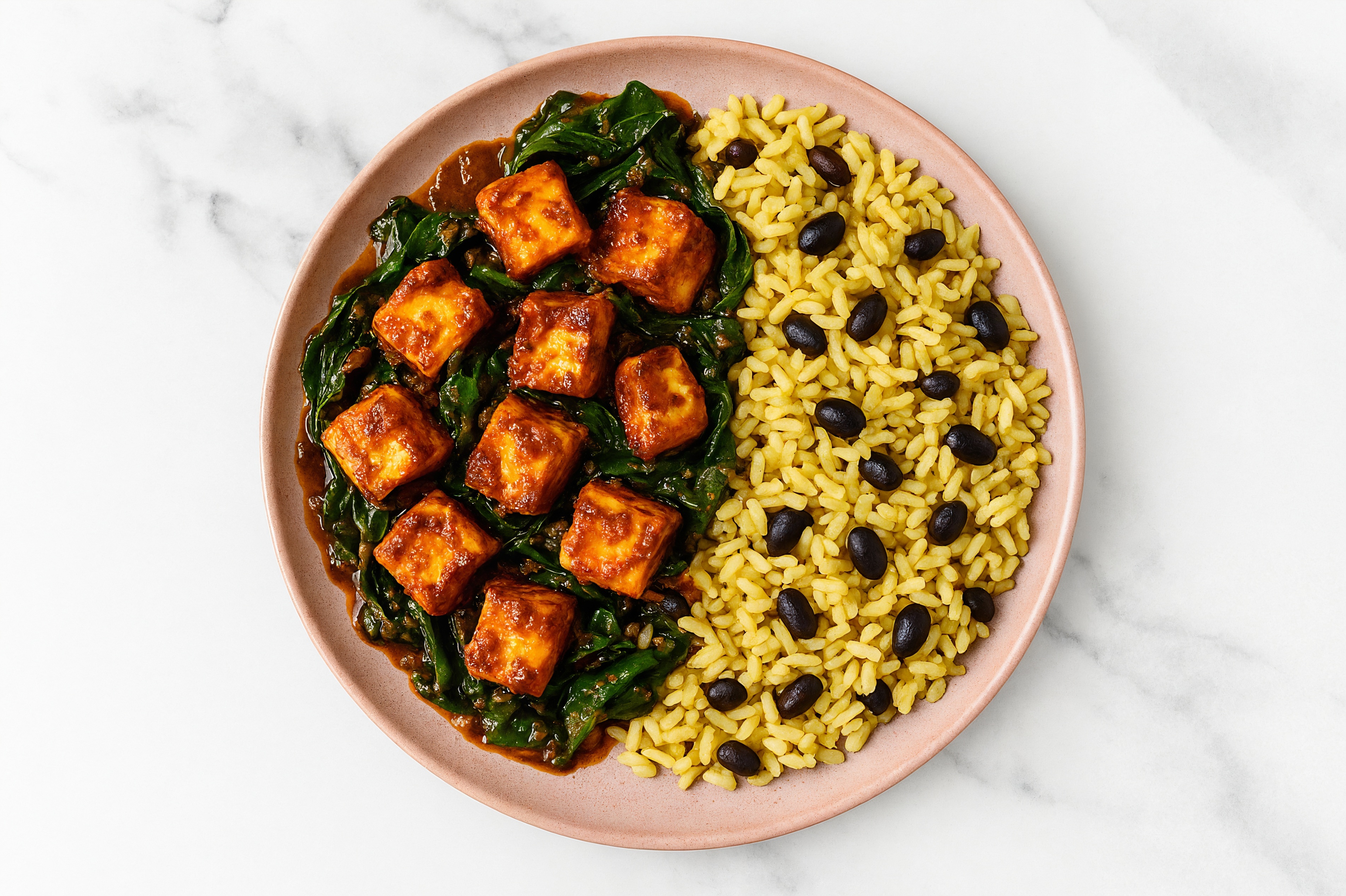 Tandoori Paneer with Rice with Beans + Baby Spinach