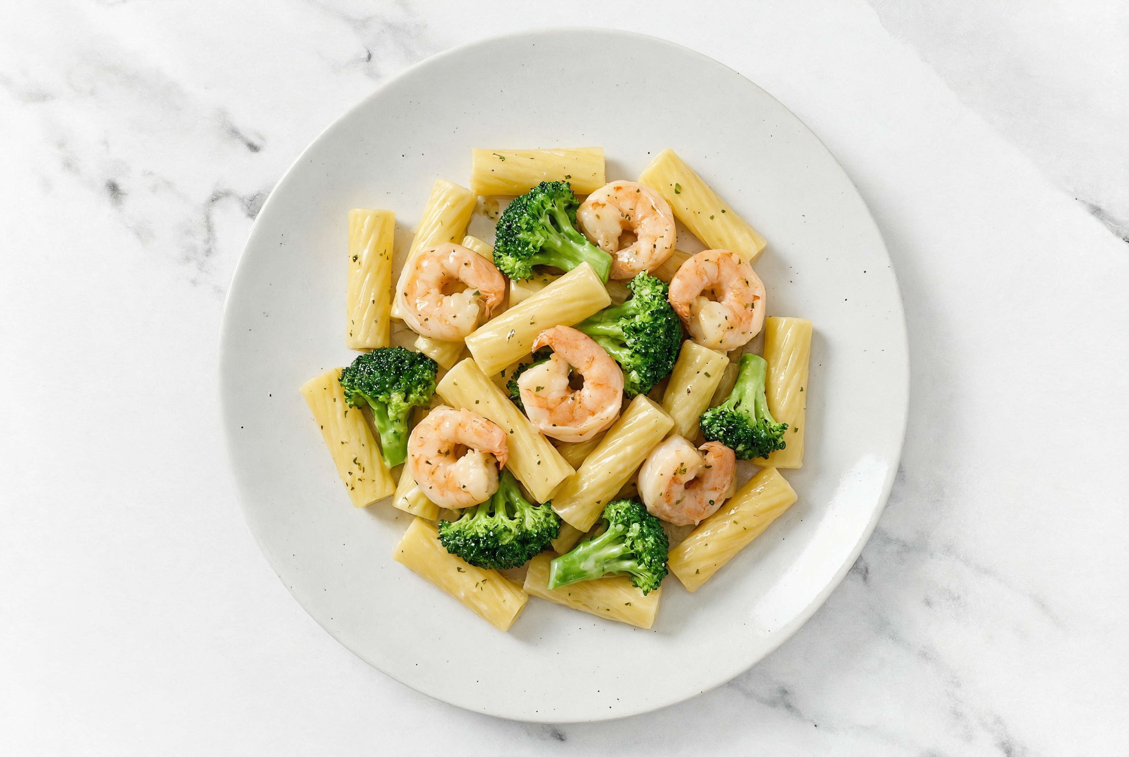 Creamy Honey Mustard Shrimp + Organic Broccoli Rigatoni Pasta