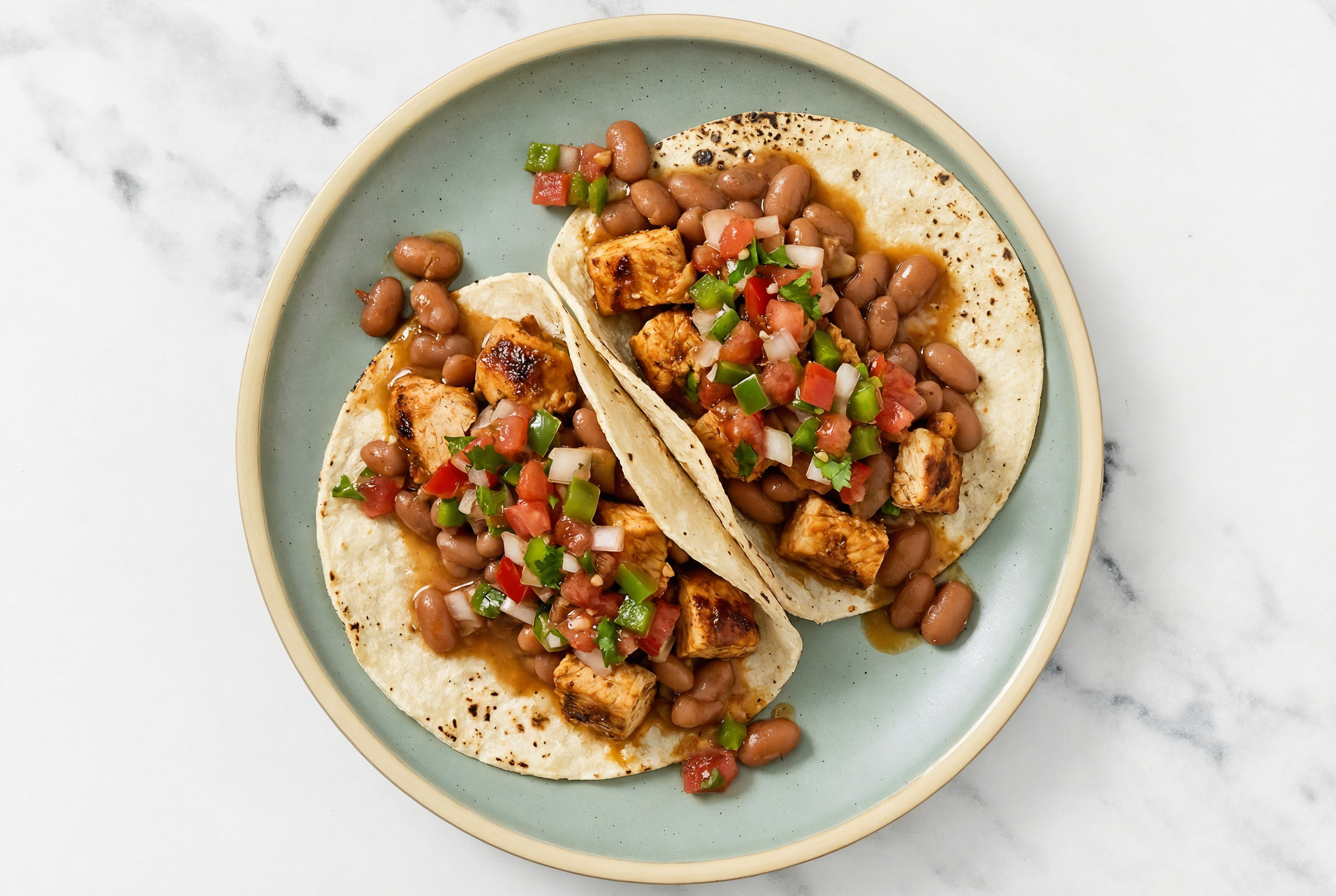 Hearty Chipotle Chicken Tacos with Pico De Gallo & Pinto Beans