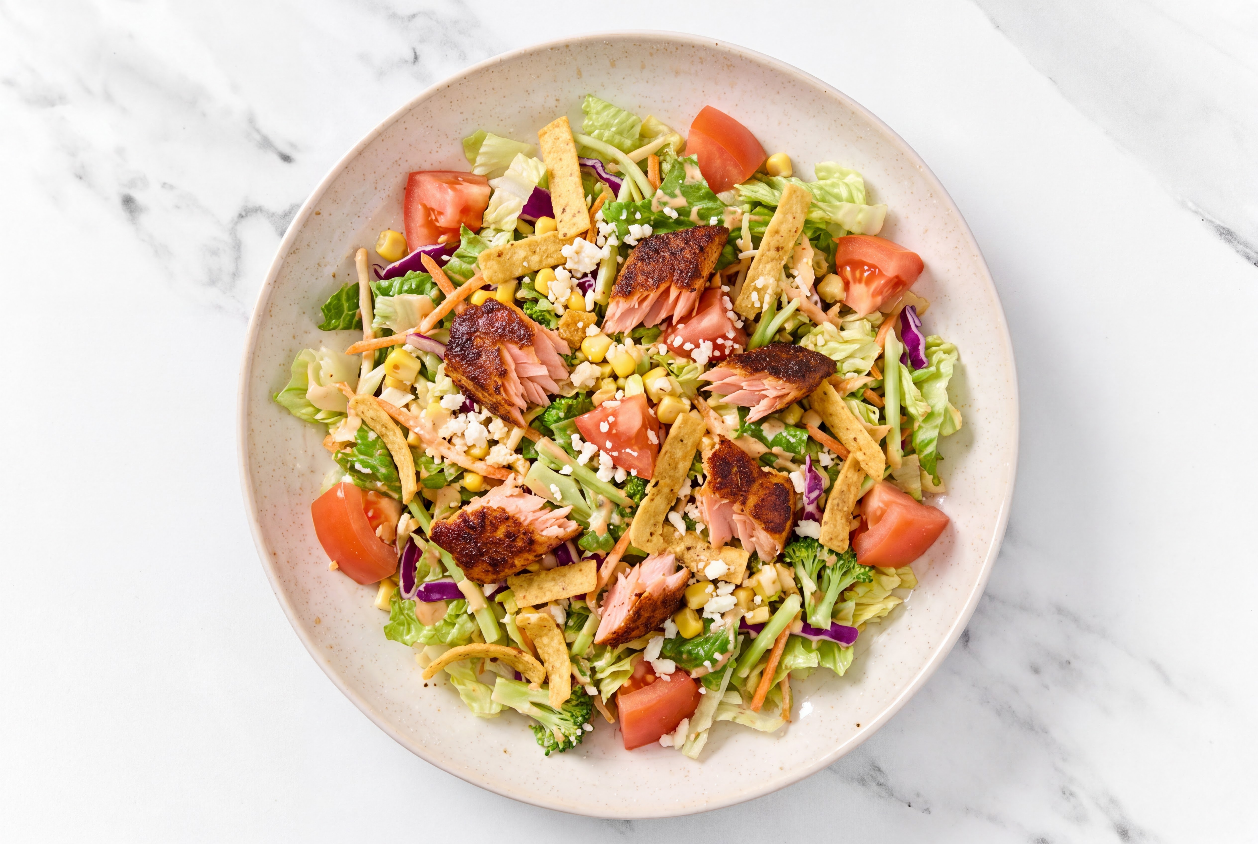 Blackened Salmon + Tomato Street Corn Salad