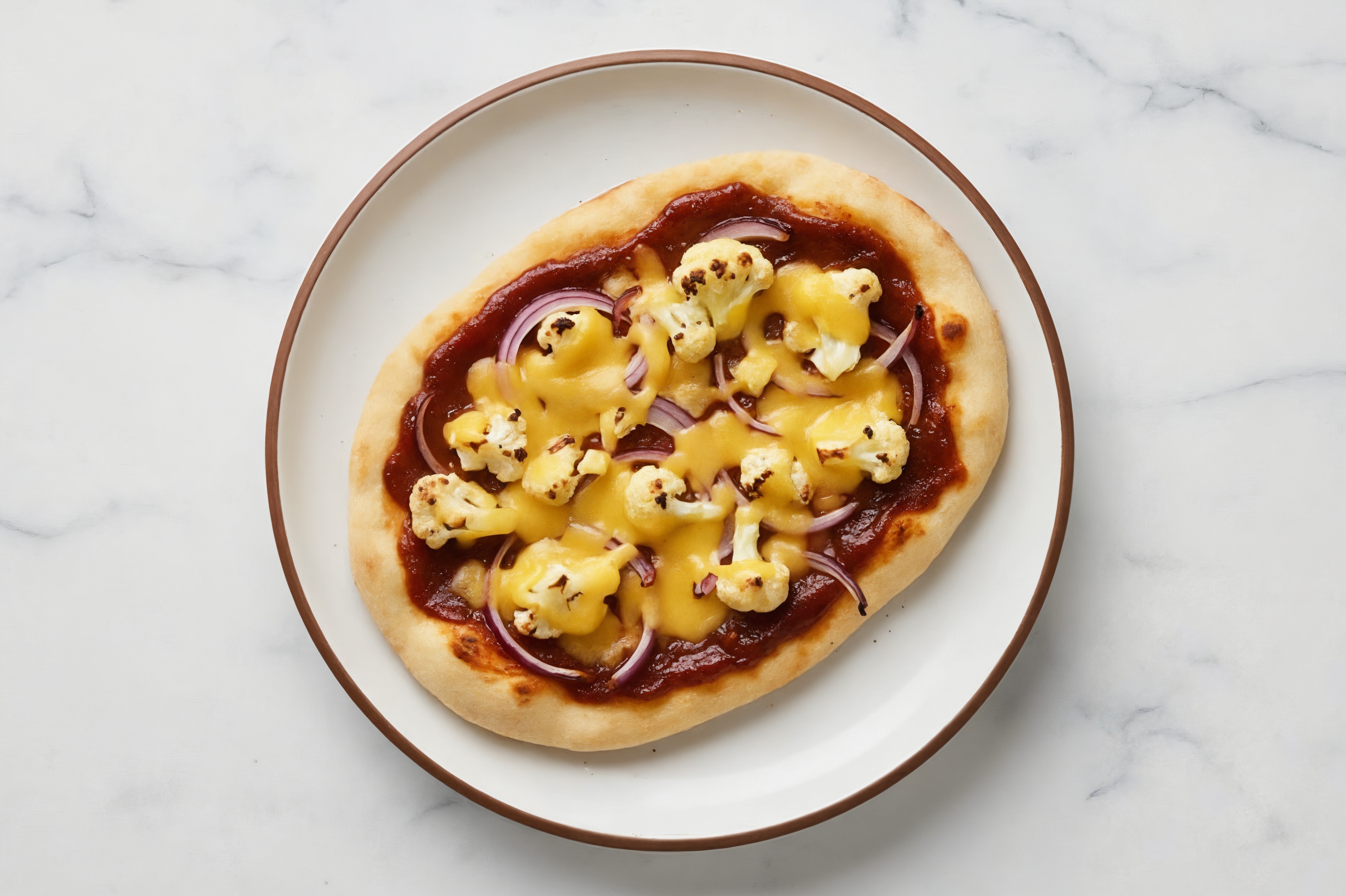 Cheezy BBQ Cauliflower Flatbread with Original BBQ