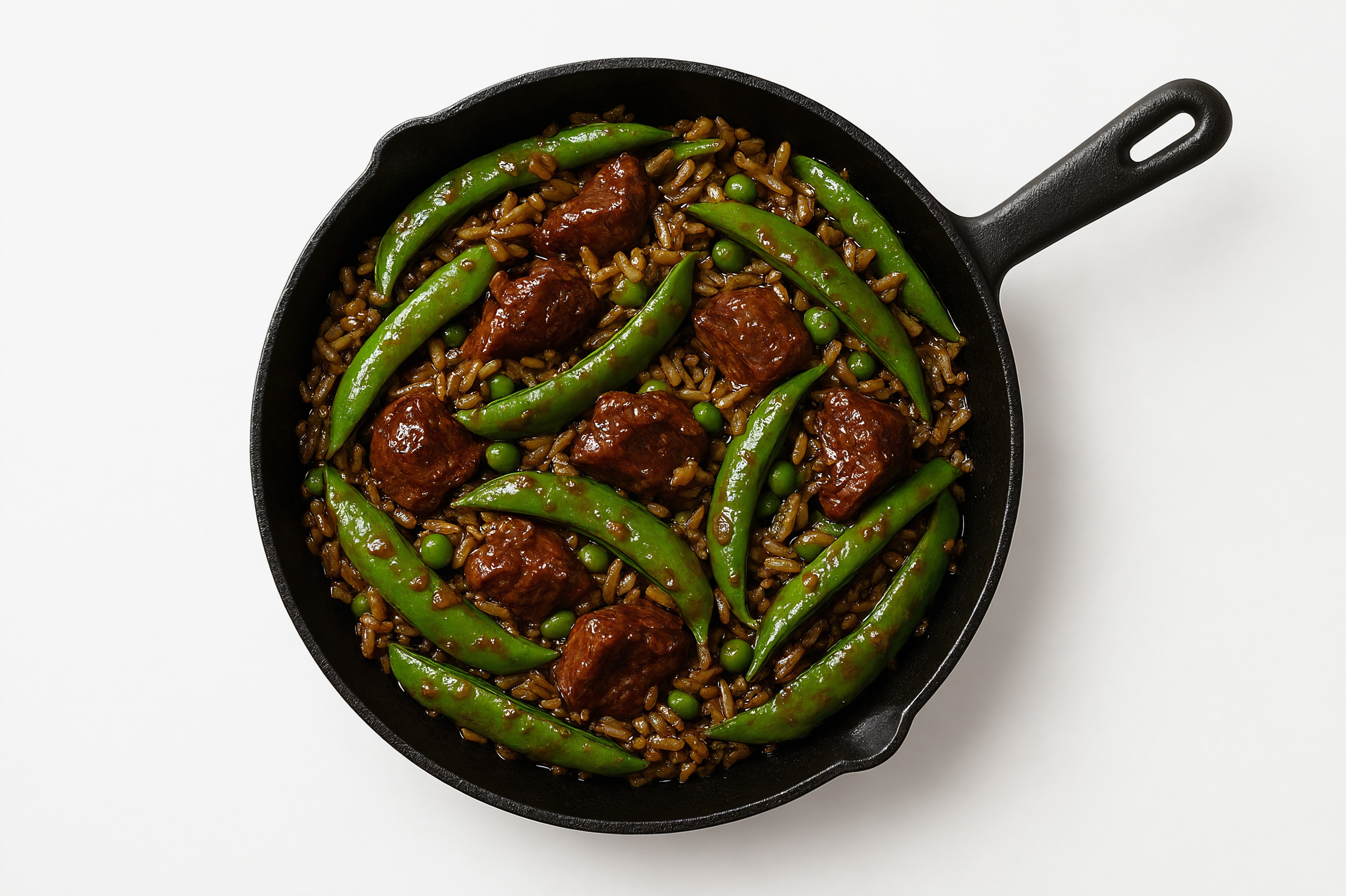 Teriyaki Pea Snap + Lamb Stir-Fry with Brown Rice