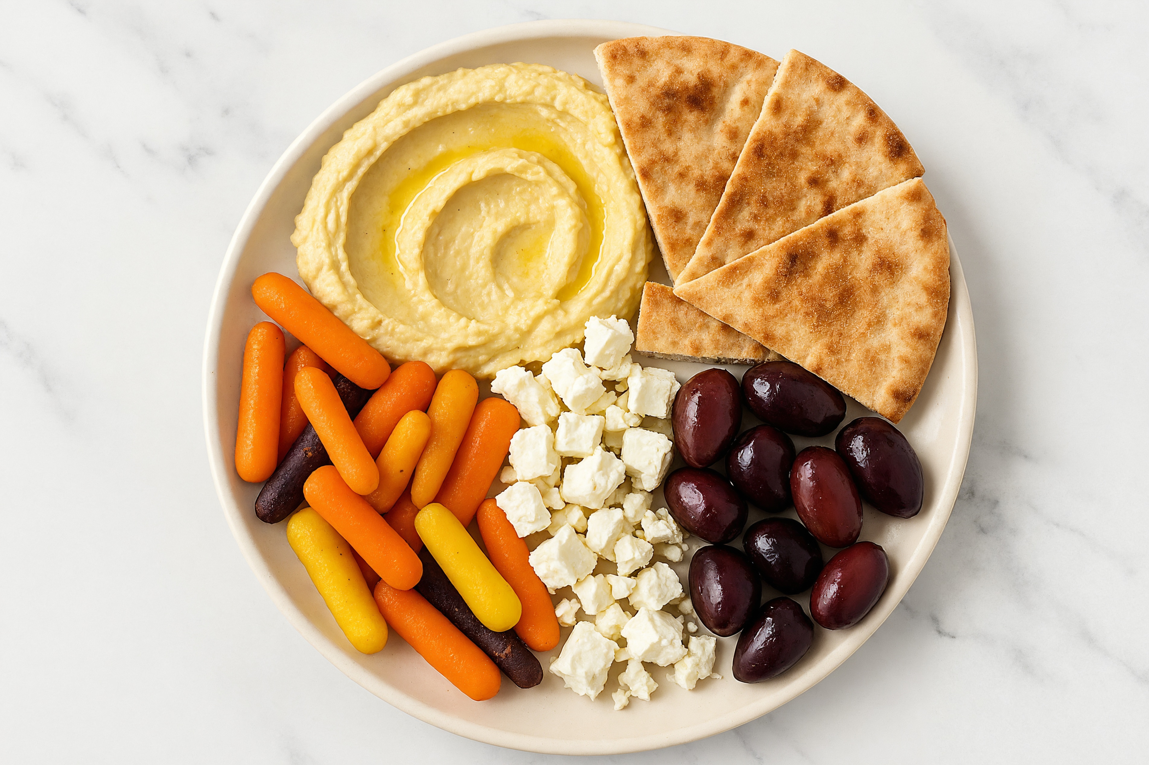 Feta, Garlic Hummus + Olive Oil Sea Salt Mezze