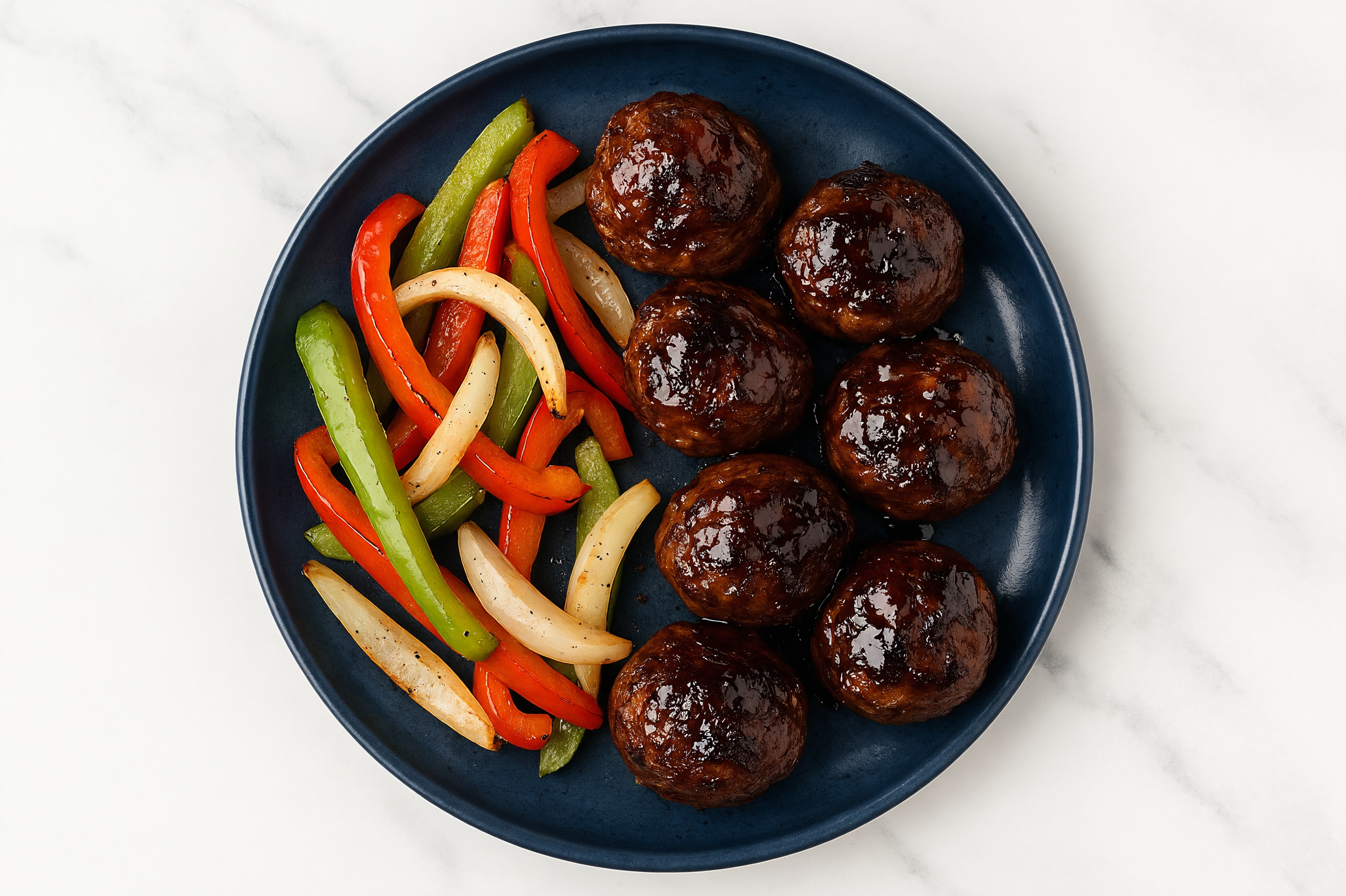 Teriyaki Roasted Bison Meatballs & Bell Peppers