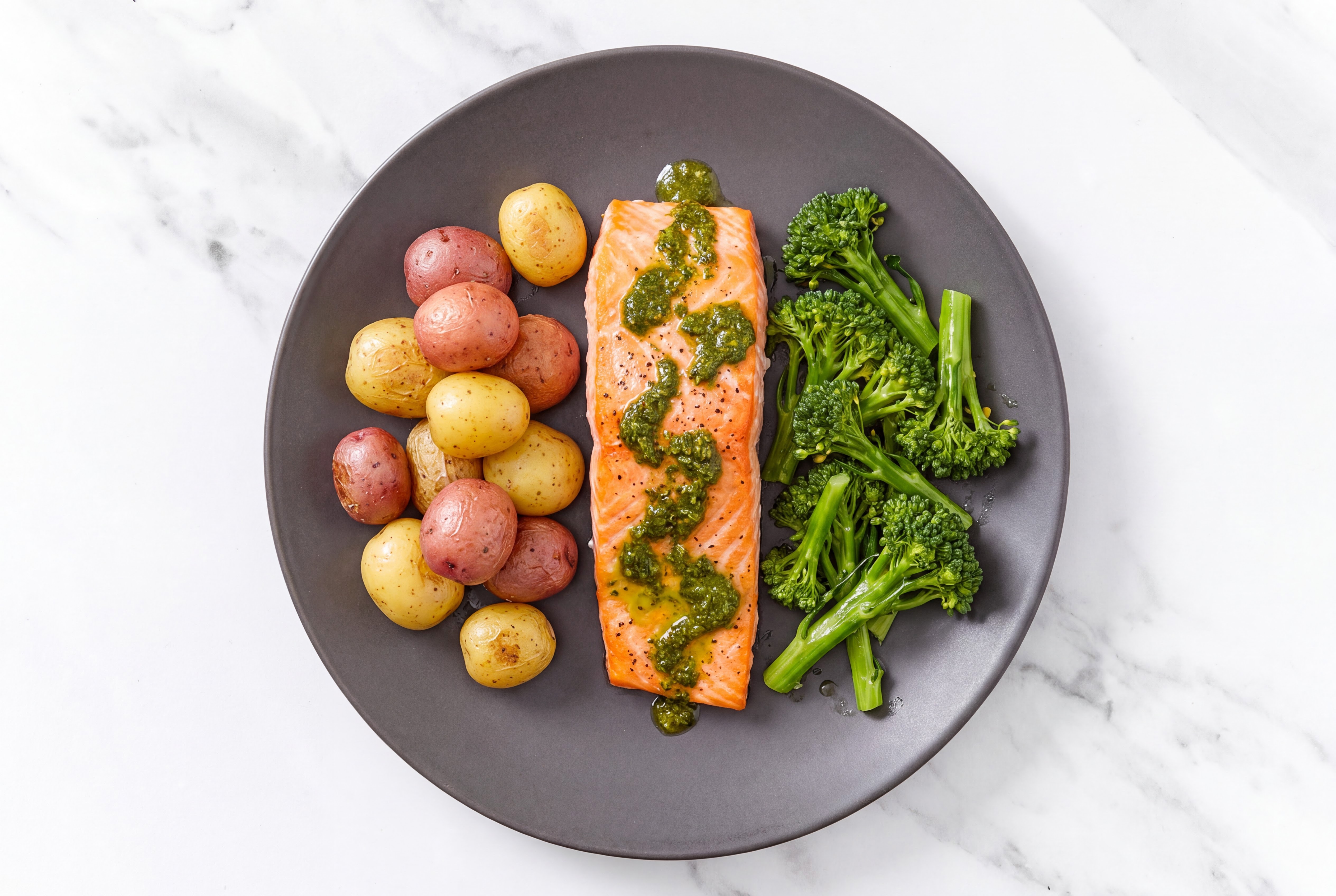 Roasted Zhoug Salmon + Crispy Potatoes