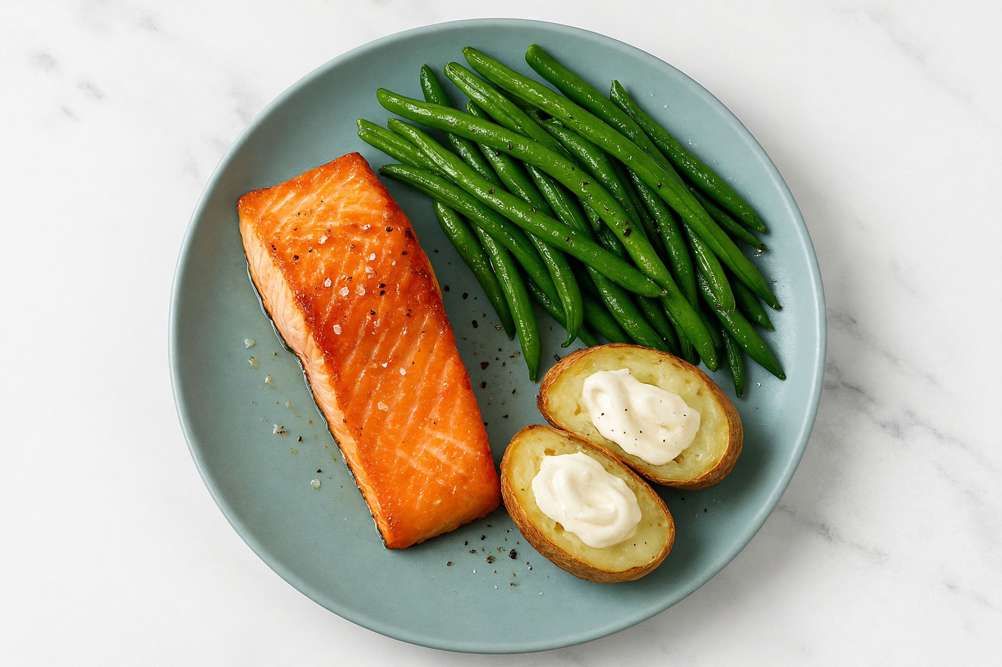 Seared Salmon + Creamy Potatoes