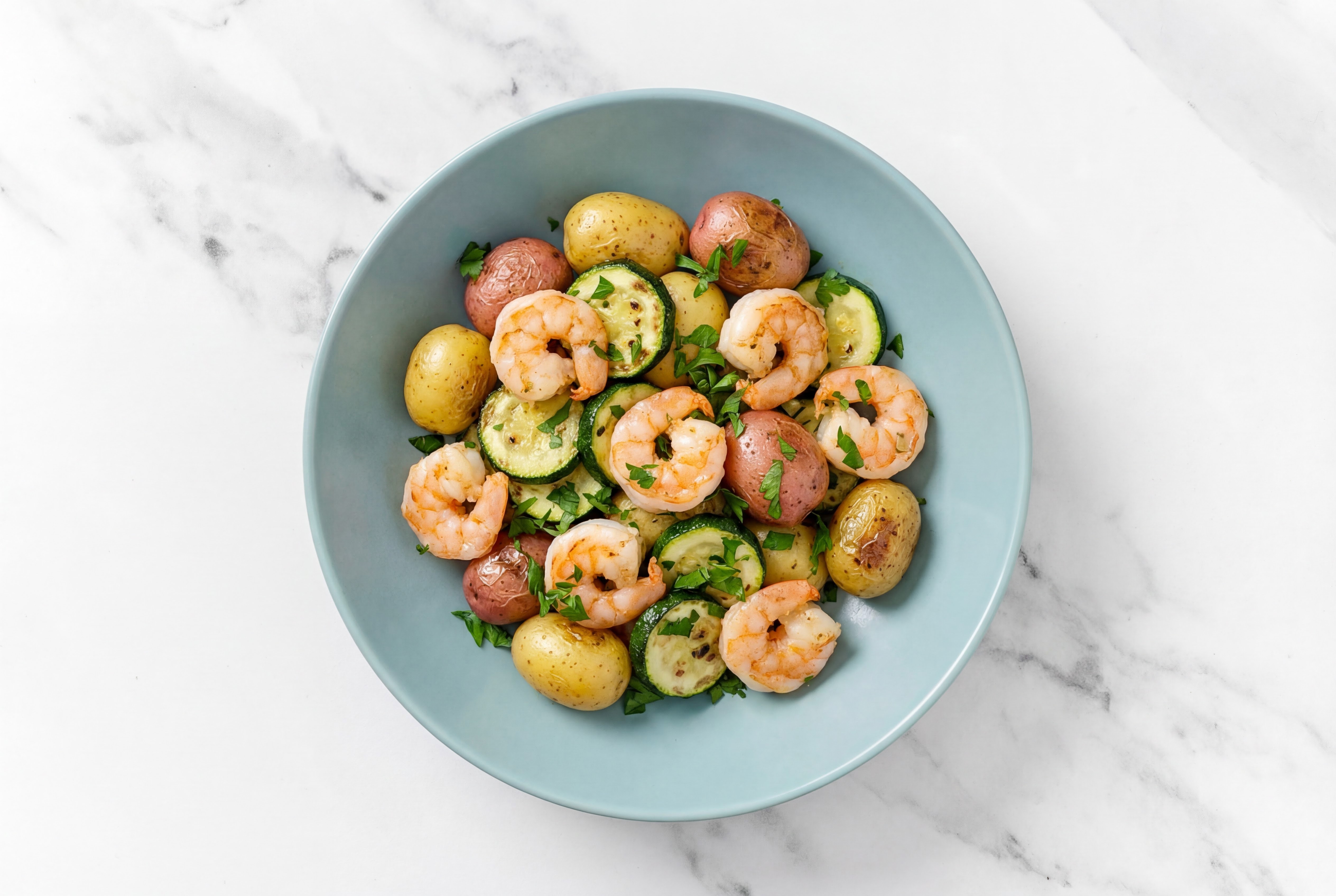  Summery Medium Cooked Shrimp Veggie Bowl