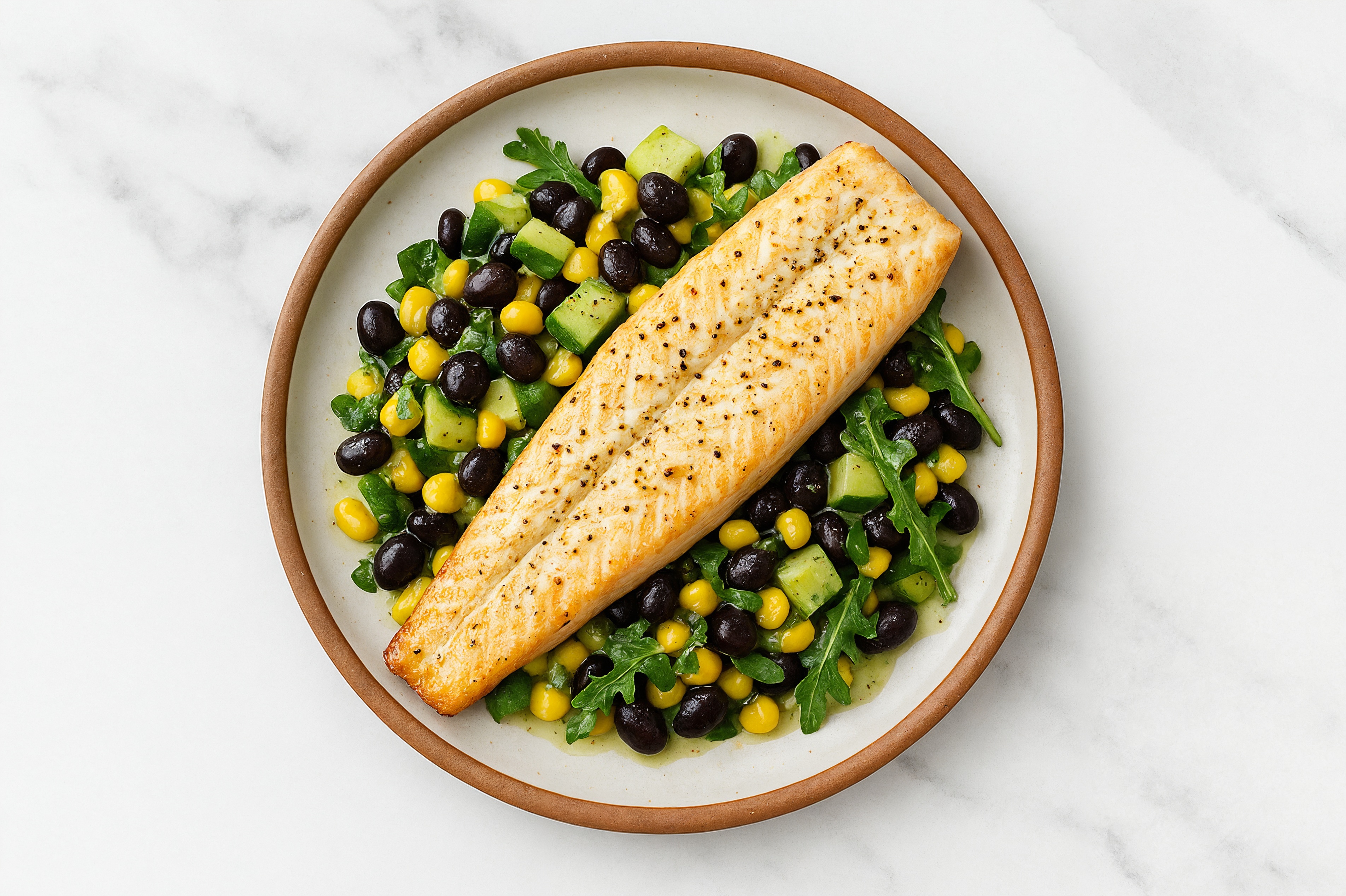 Arugula Salad with Trout, Beans & Green Goddess Dressing