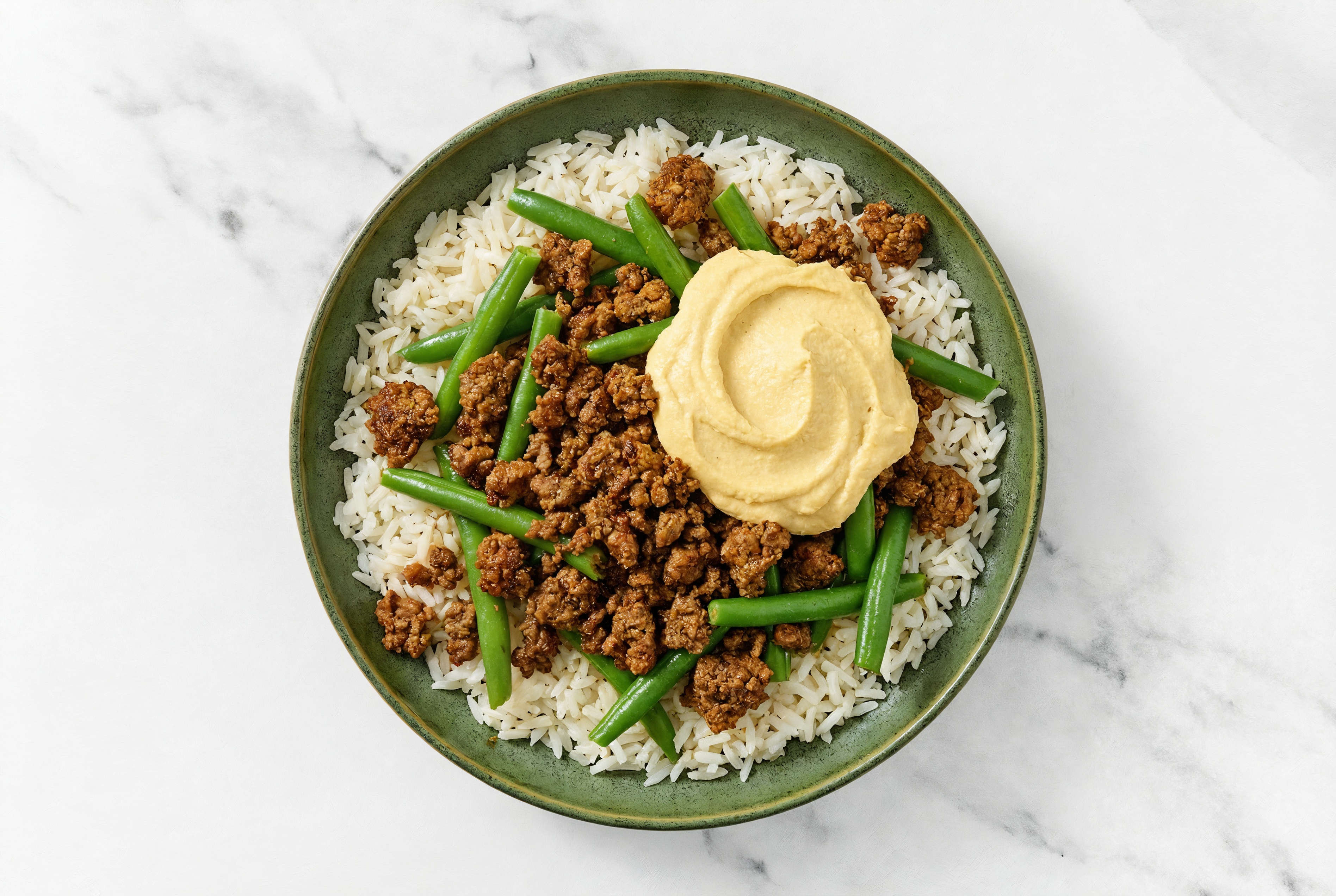 Taco-Spiced Beef, Avocado, Rice, Lemon Garlic Olive Oil Sea Salt Hummus