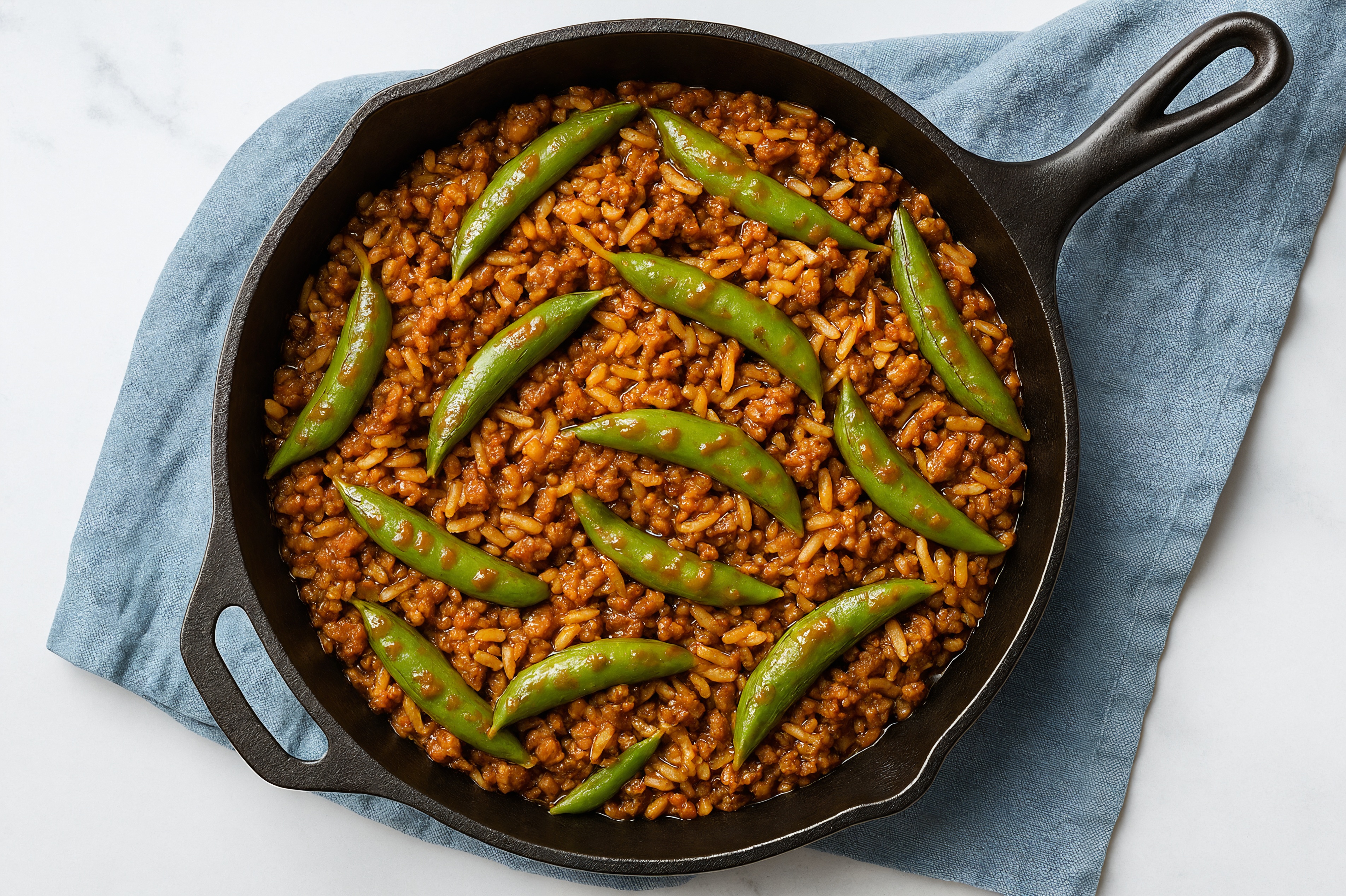 Sesame Ginger Snap Pea + Turkey Stir-Fry with Rice