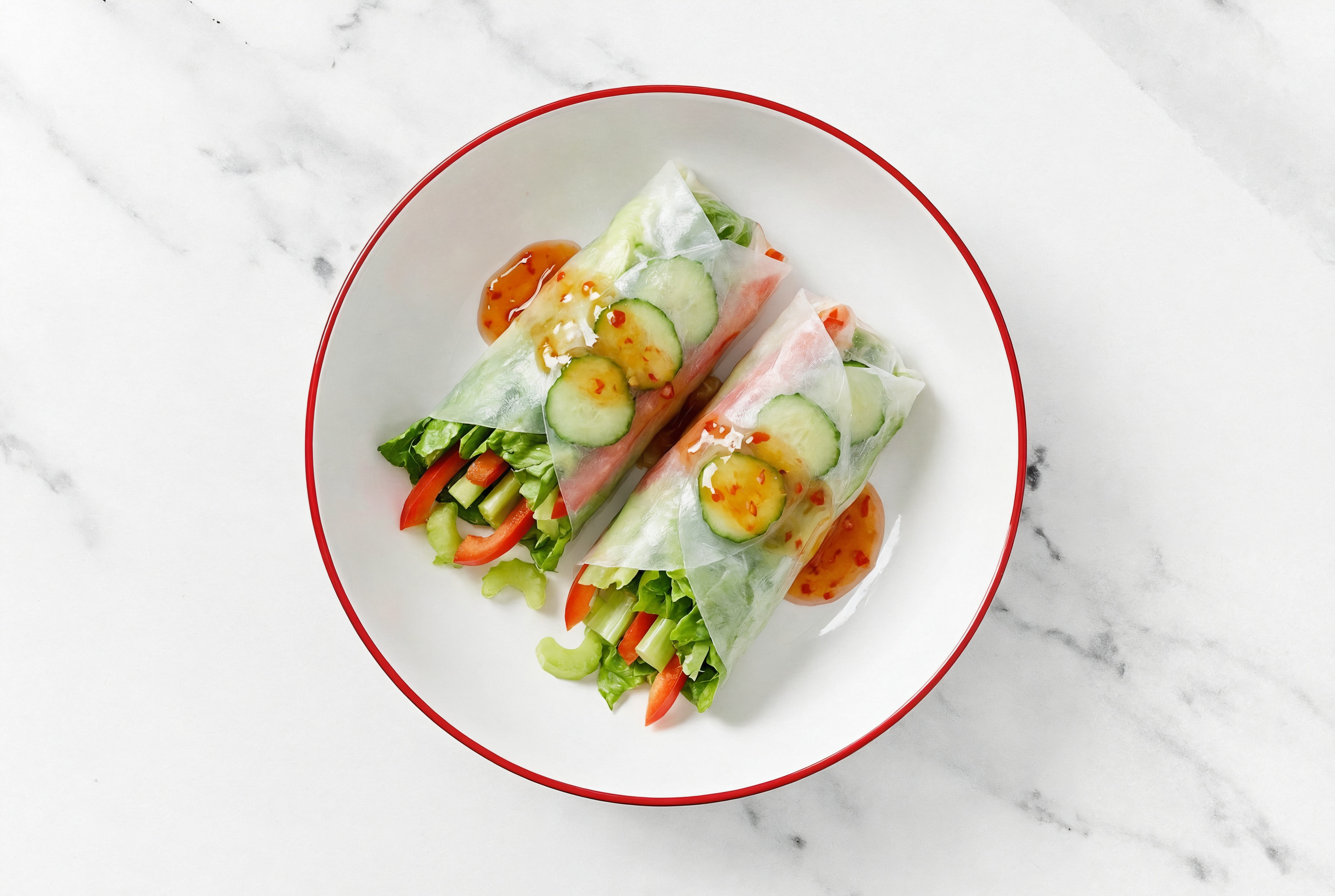 Hearty Sweet Chili Veggie Summer Rolls with Red Bell Pepper